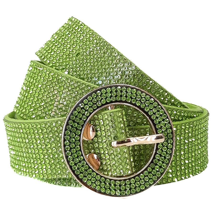 STRASS-BELT-accessori-cinta-vista-frontale-tessuto-strass-verde