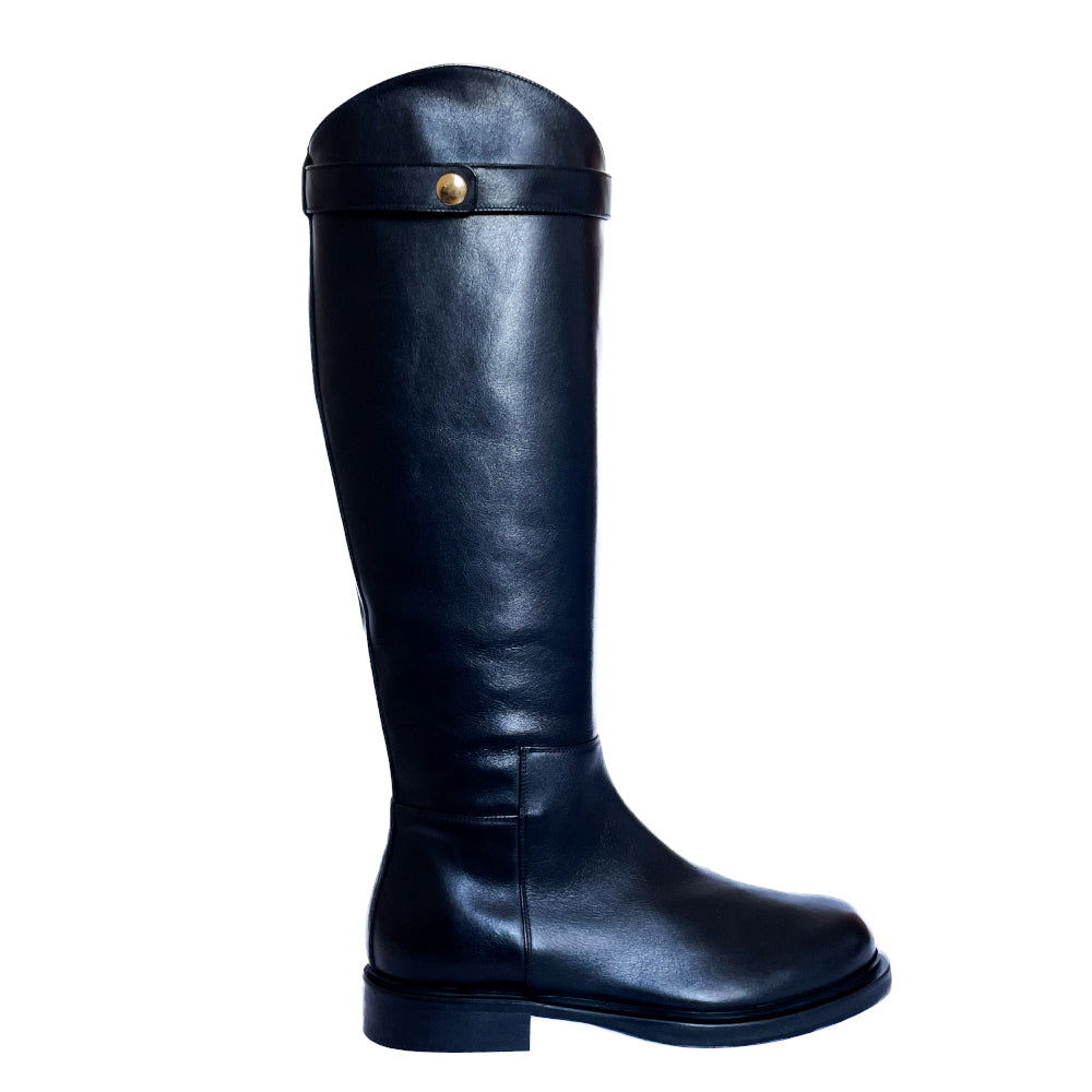 SUZANNE-stivale-vista-laterale-singolo-vitello-nero-made-in-italy