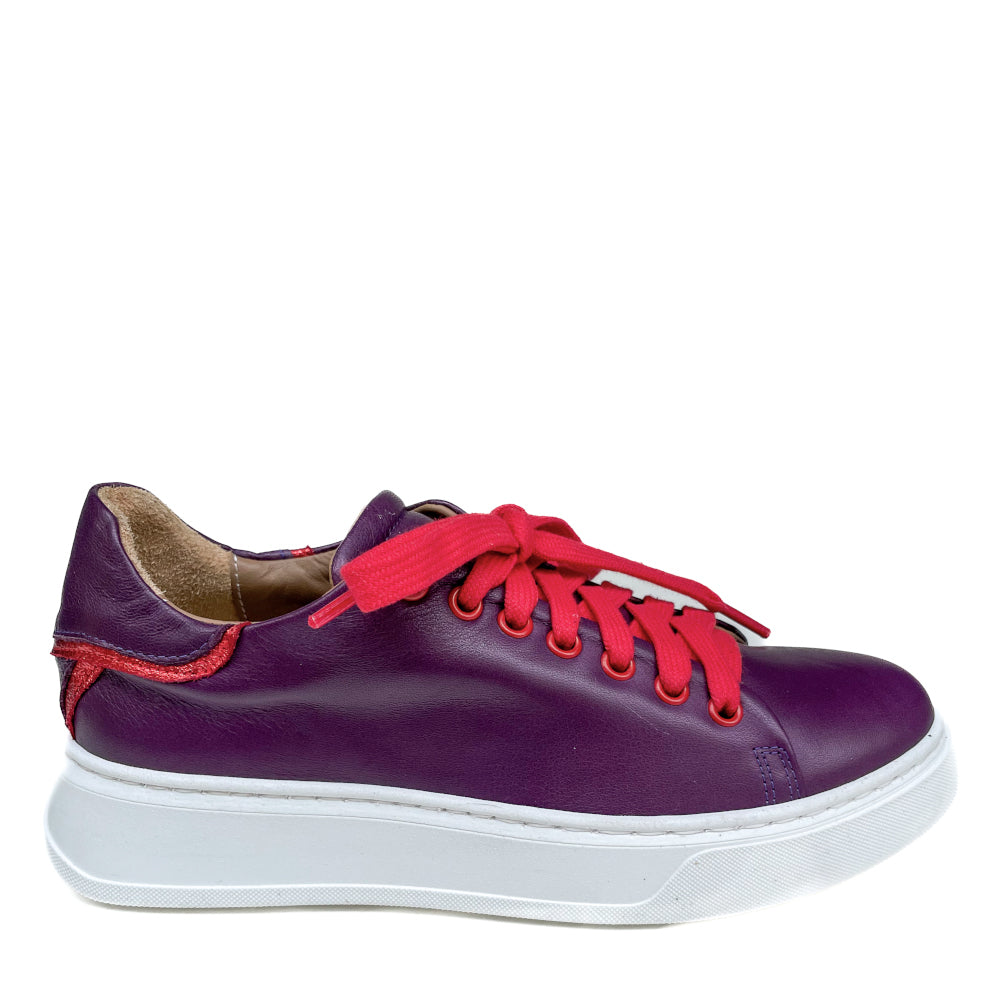 VALERIE-sneakers-vista-laterale-vitello-wine-laminato-rosso