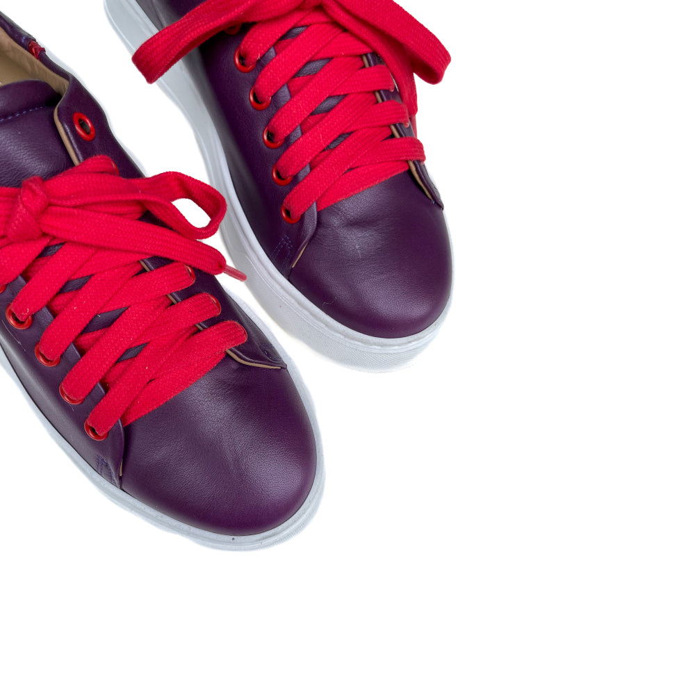 VALERIE-sneakers-vista-punta-sopra-vitello-wine-laminato-rosso