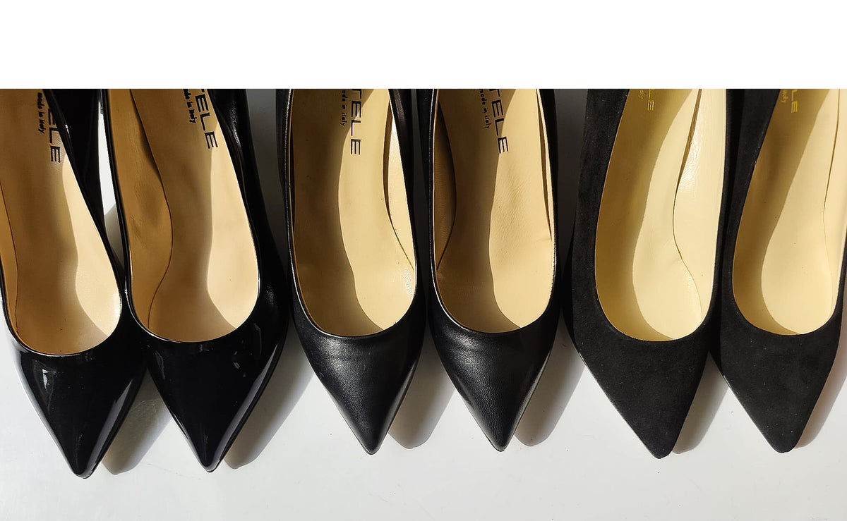 scarpe artigianali made in italy vedi tutto decollete pelle camoscio nero tacco 5 5 cm