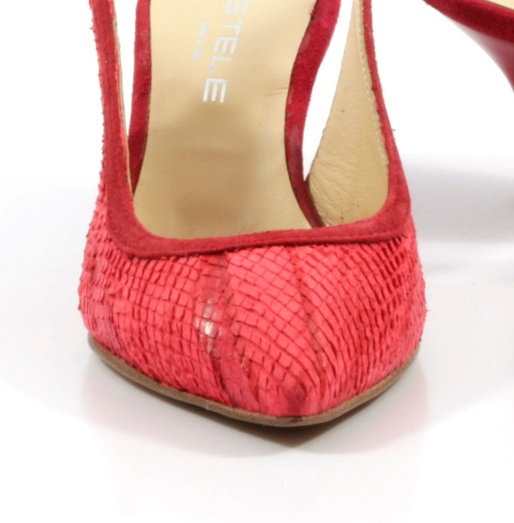 AMELIE-slingbak-chanel-vista-punto-vicino-singola-rettile-rosso