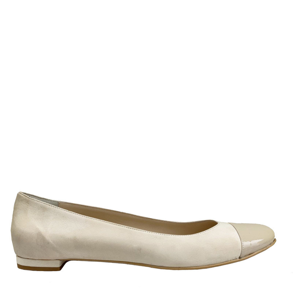 CELINE-ballerina-vista-laterale-lecrow-panna-vernice-beige