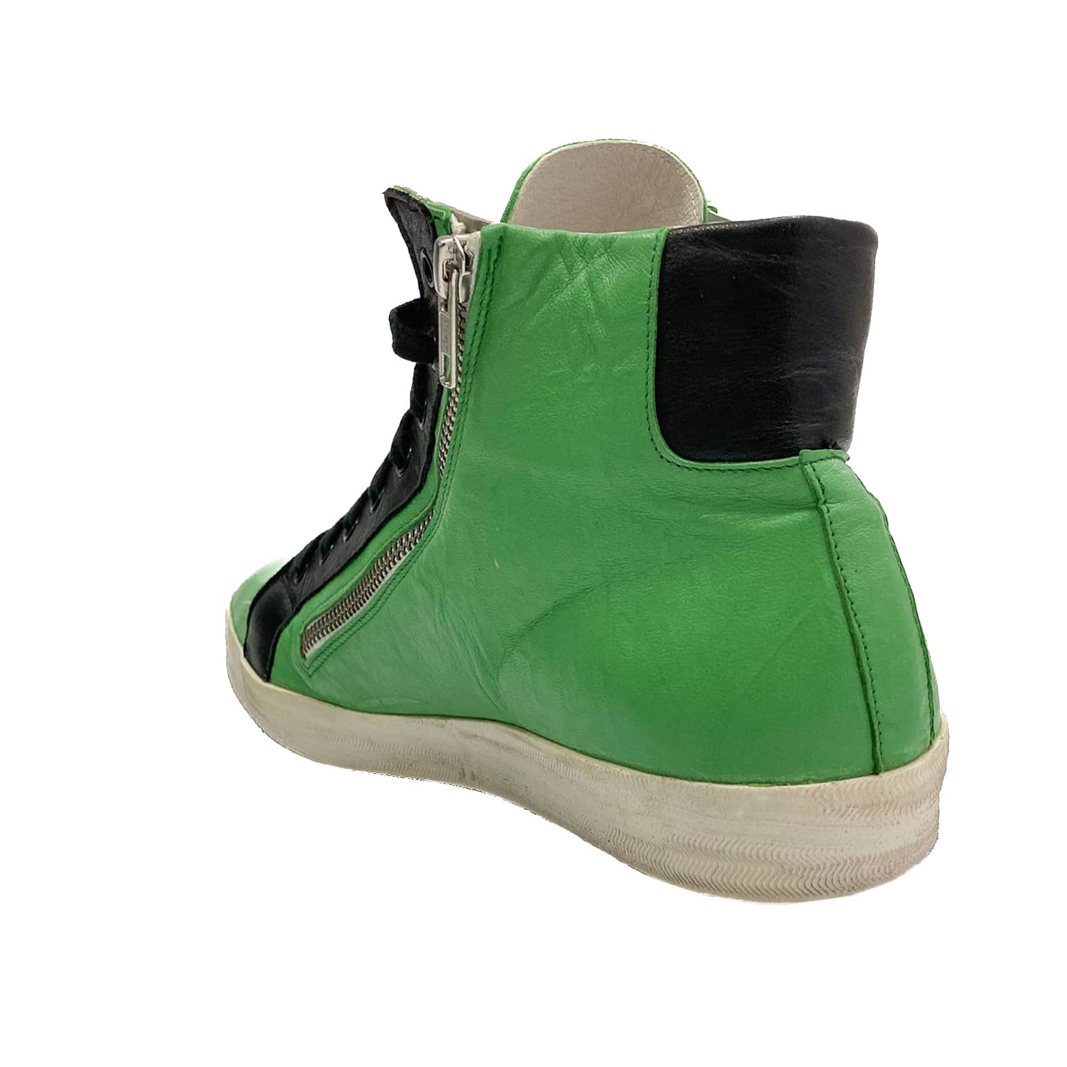 VIEIRISSIMA-sneaker-alla-caviglia-vista-tallone-singola-nappa-verde