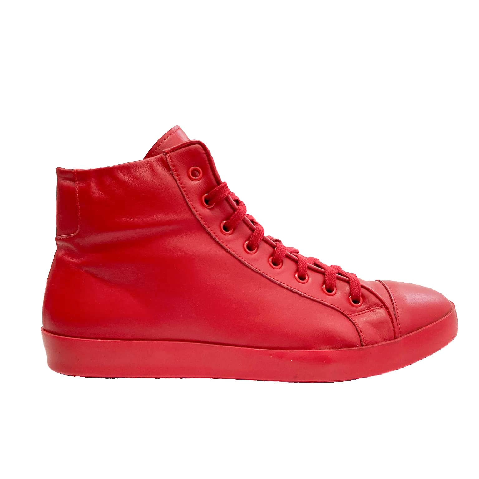 VIEIRISSIMA-sneaker-alla-caviglia-vista-laterale-singola-nappa-rossa