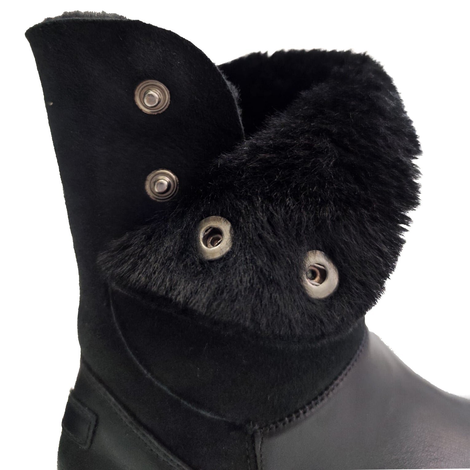 ALONA-stivaletto-tipo-UGG-vista-laterale-pelliccia-interna-vitello-montone-nero