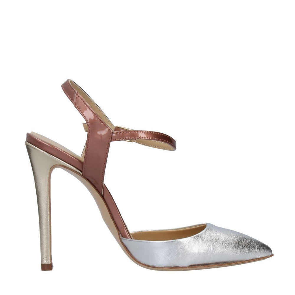 SUSAN-chanel-slingback-vista-laterale-singola-laminato-argento-e-platino-vernice-bronzo