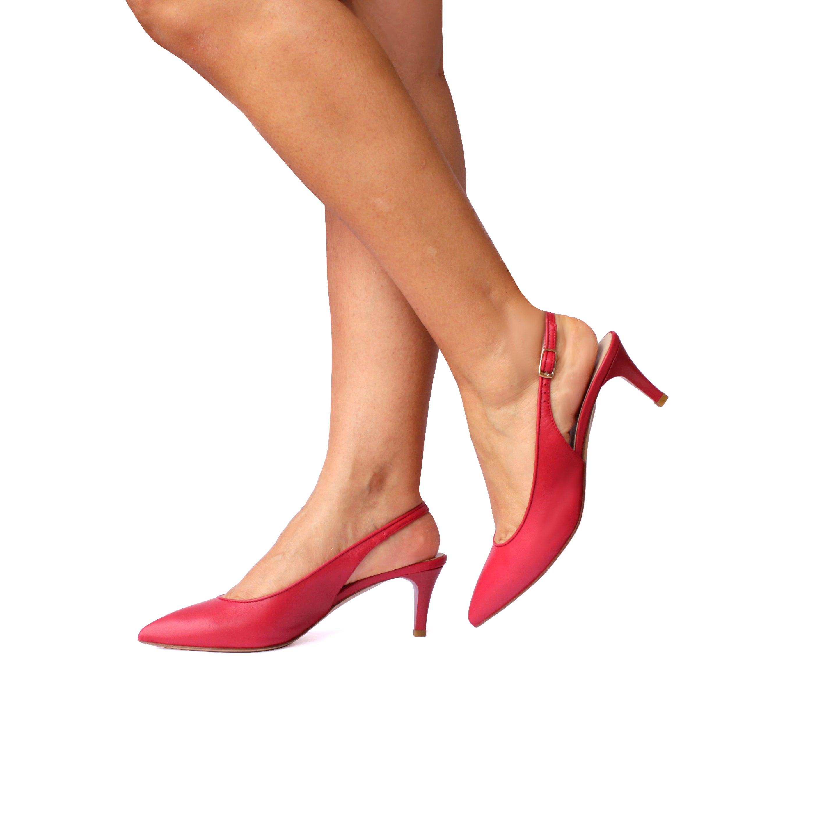 AMELIE-slingback-chanel-vista-indossato-laterale-nappa-rossa