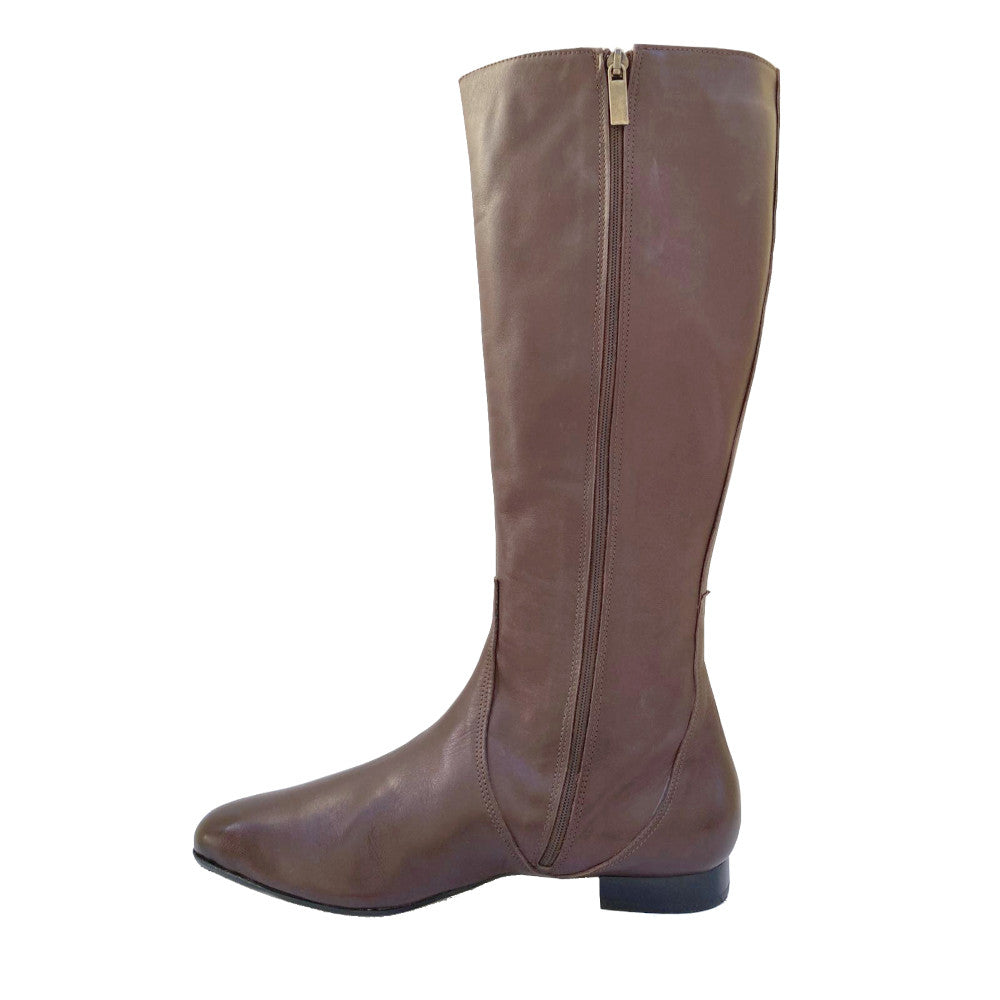 IDOIA-stivale-vista-laterale-singola-interna-zip-vitello-marrone