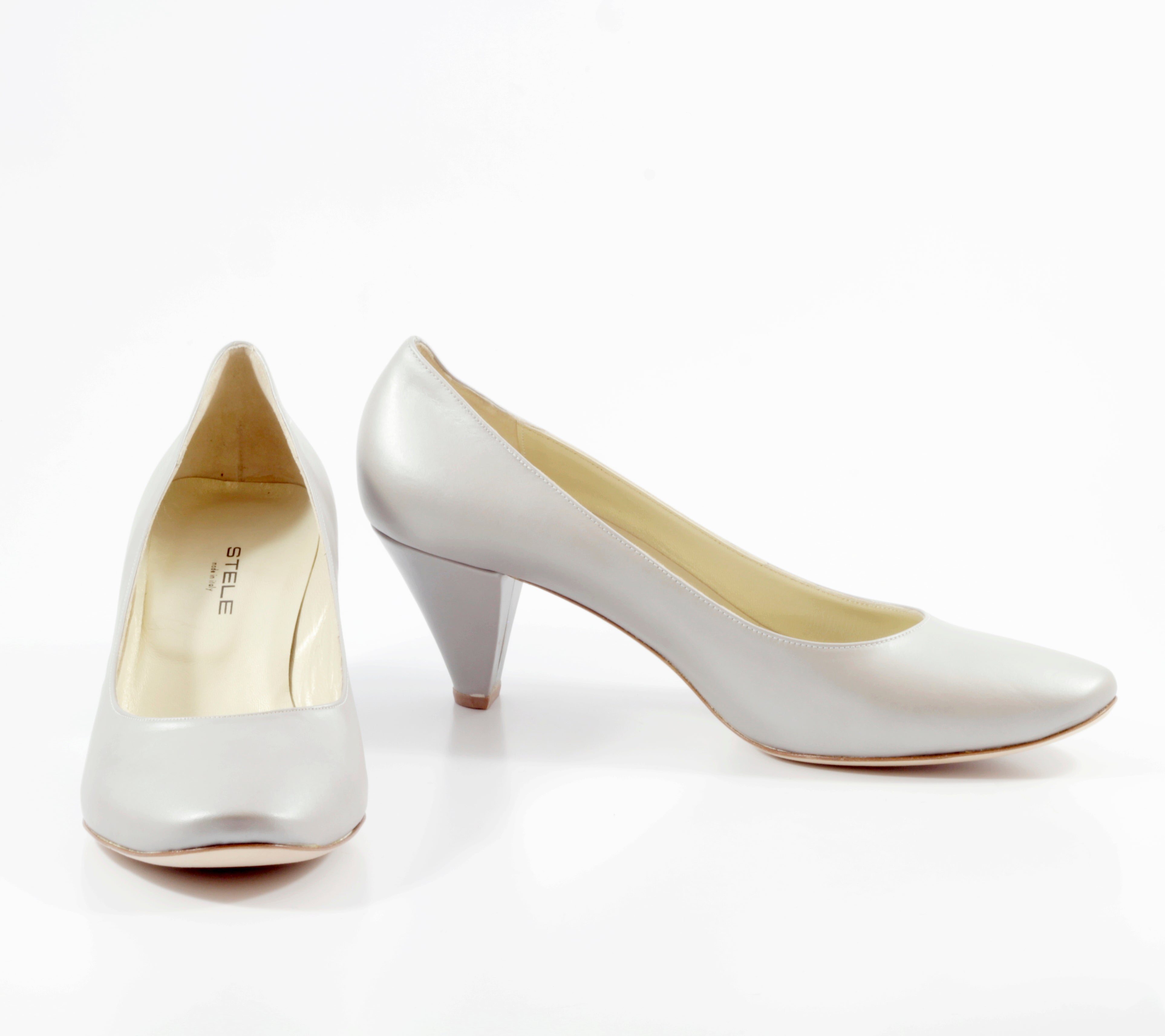 MASSINE-decollete-vista-laterale-e punta-vitello-argento-made-in-italy