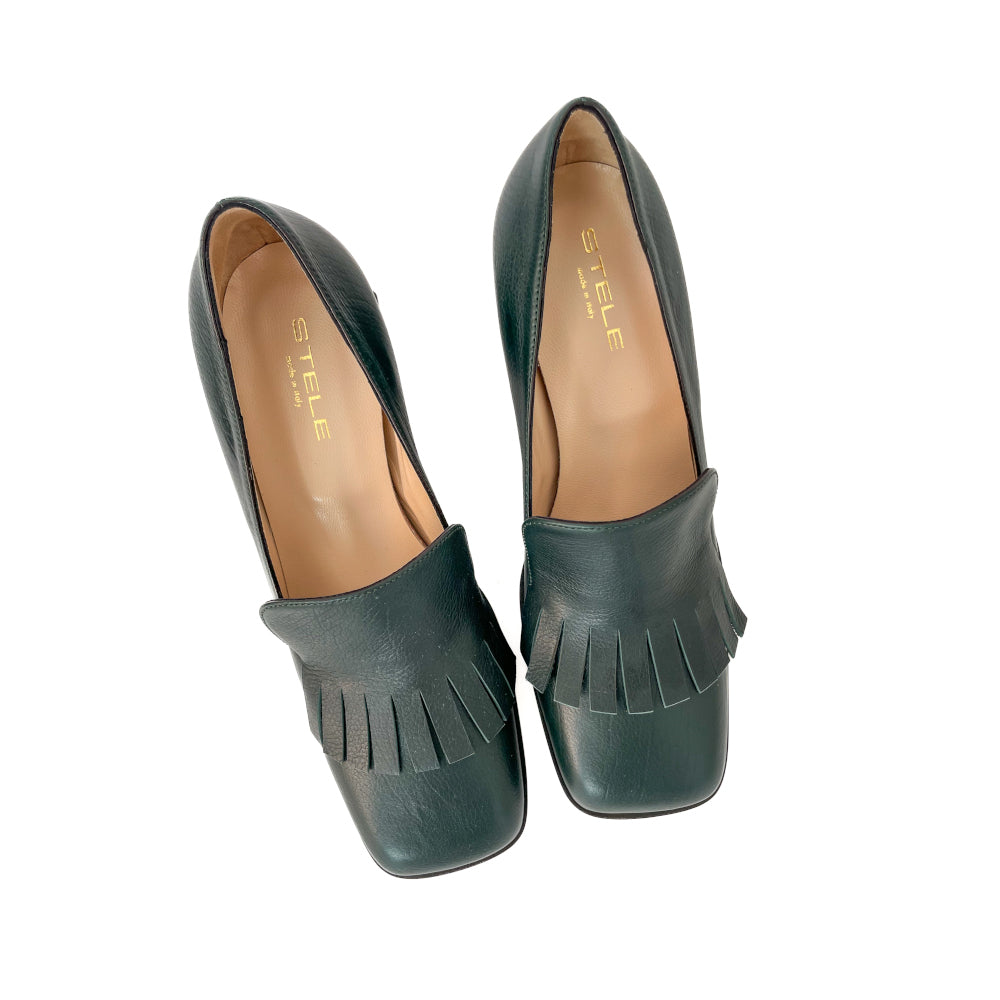 MICHELINE-mocassino-con-tacco-vista-punta-sopra-vitello-verdone