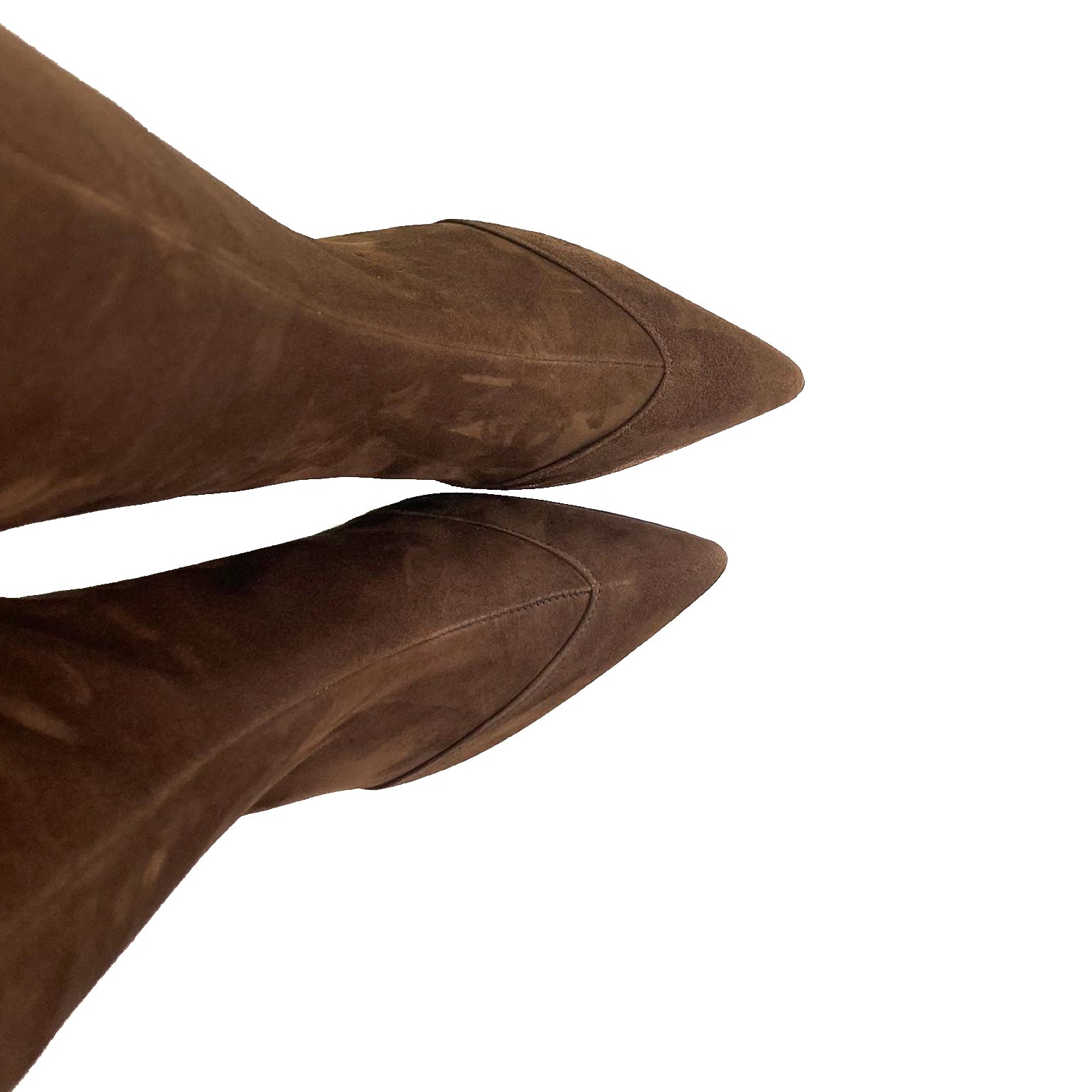 PARIGI-stivale-vista-punta-sopra-lontano-camoscio-marrone