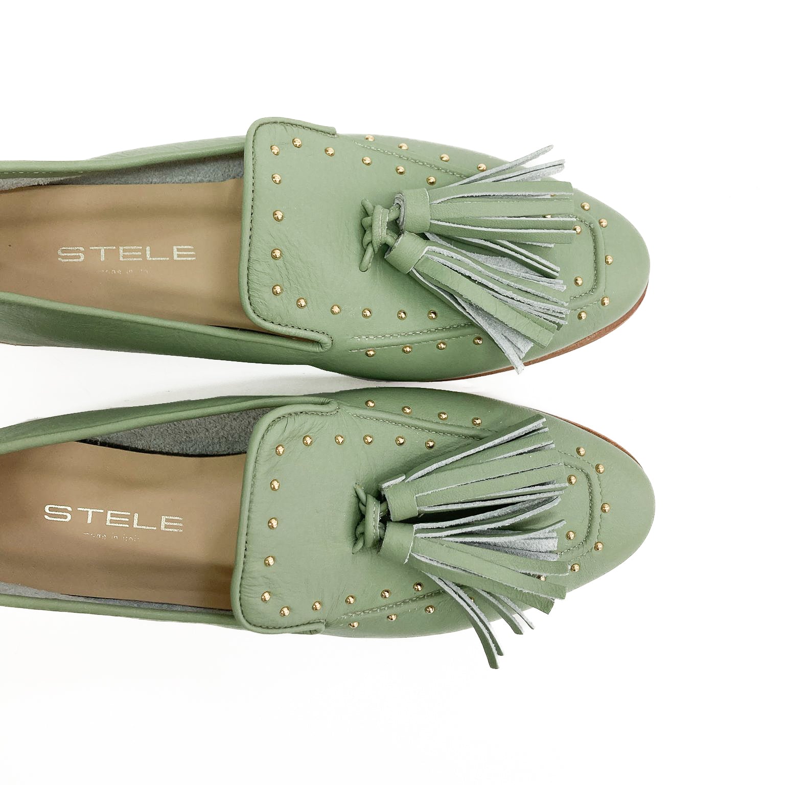 PATRASSO-mocassino-vista-punta-frange-sinistra-vitello-menta