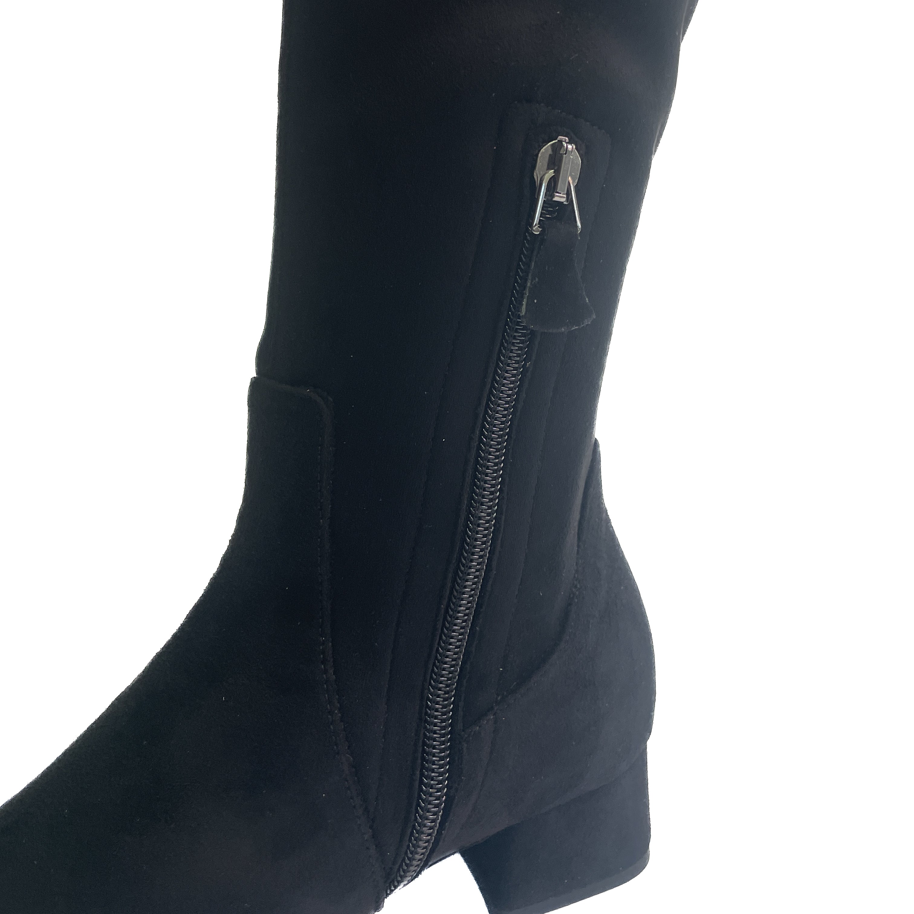 CORRIDONIA-stivale-alto-vista-interna-cerniera-camoscio-stretch-nero