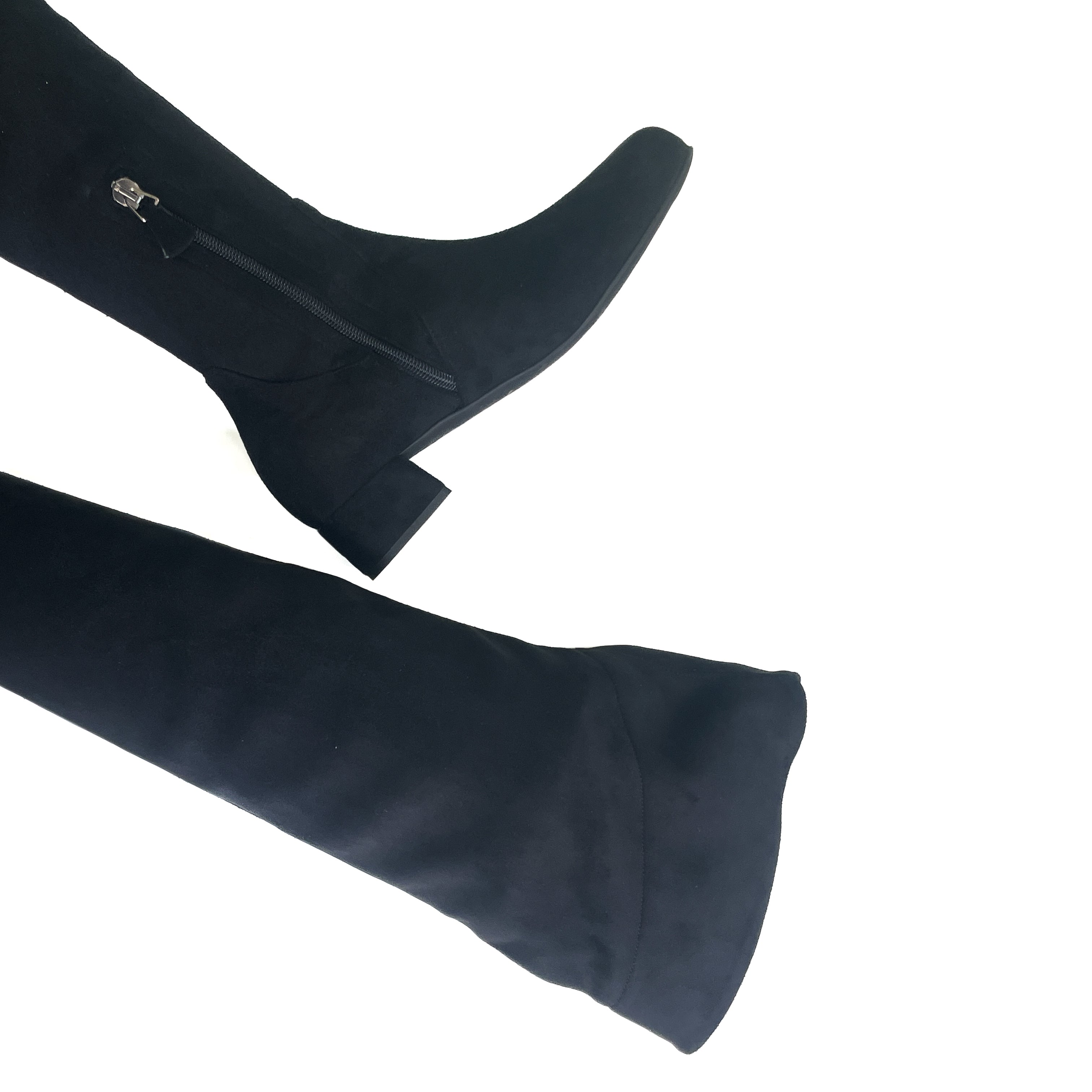 CORRIDONIA-stivale-alto-vista-laterale-lungo-tacco-camoscio-stretch-nero