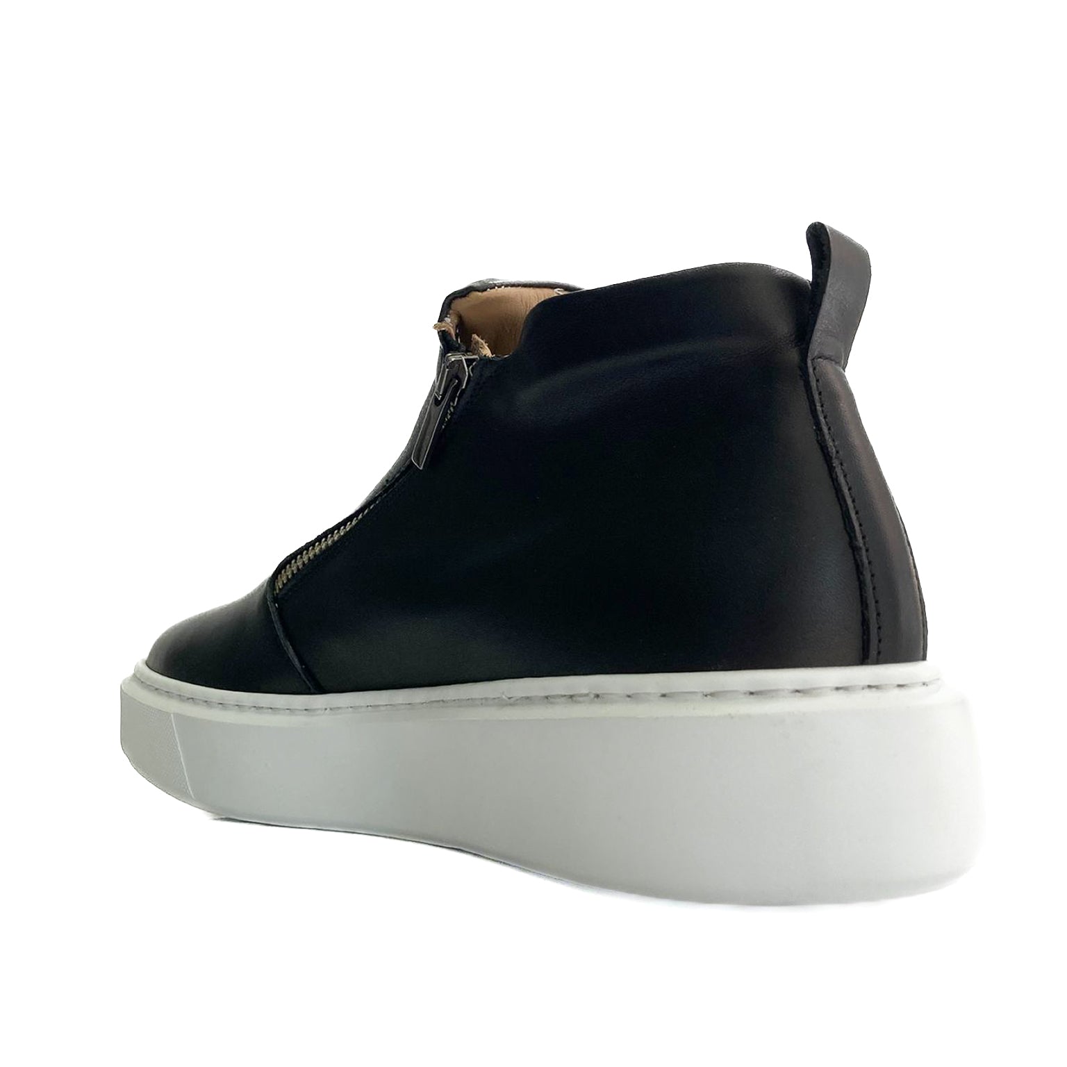 Talia-sneakers-zip-vista-tallone-dietro-singola-vitello-nero