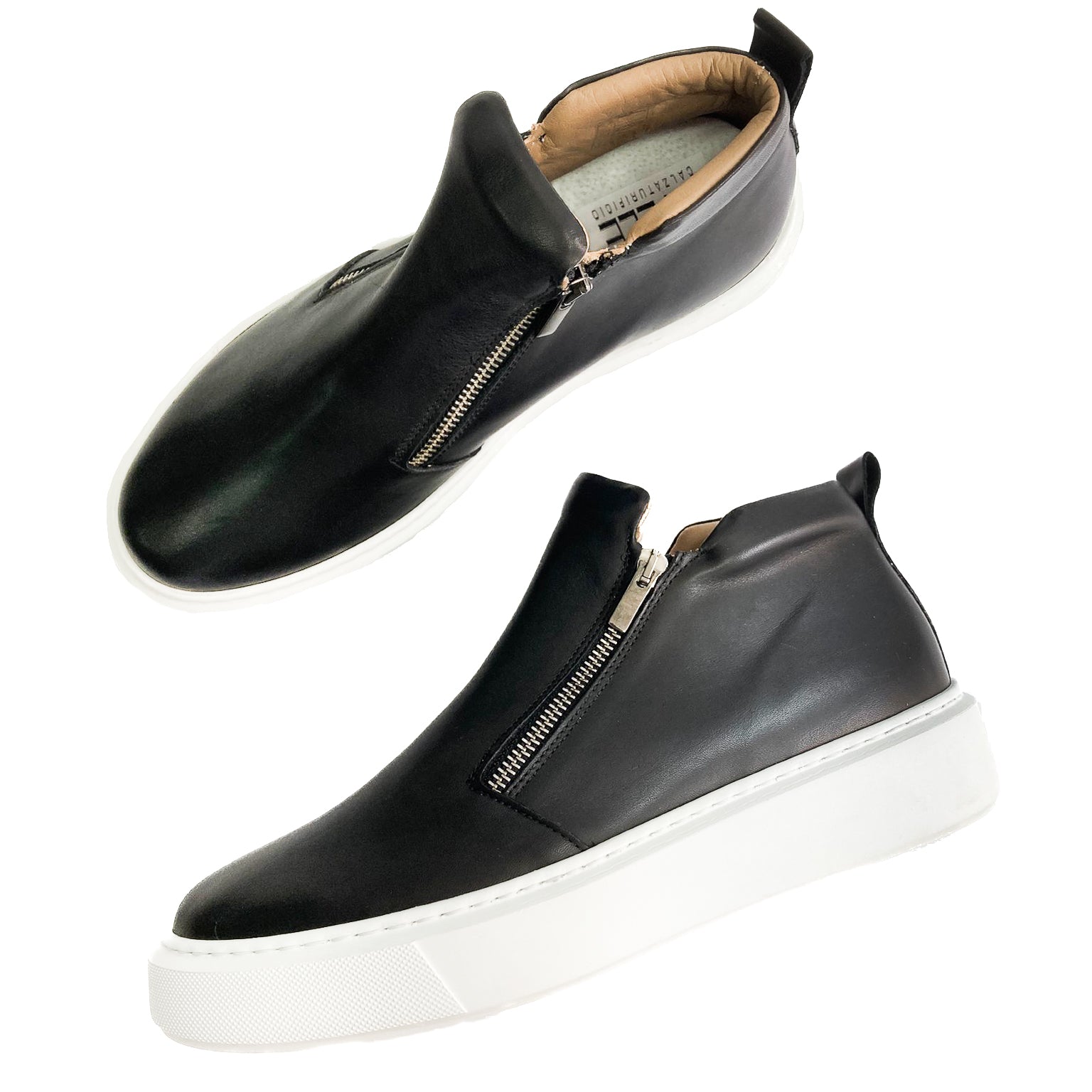 Talia-sneakers-zip-vista-laterale-e-punta-vitello-nero