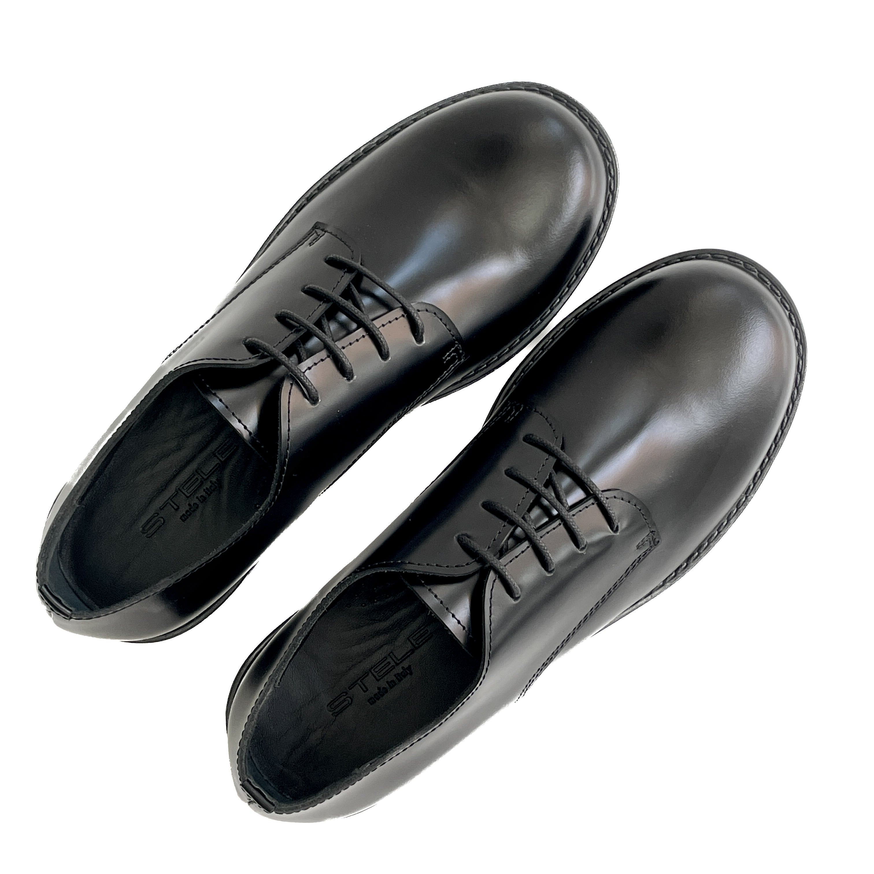 MARINWOOD-scarpa-derby-vista-punta-paio-vitello-abrasivato-nero