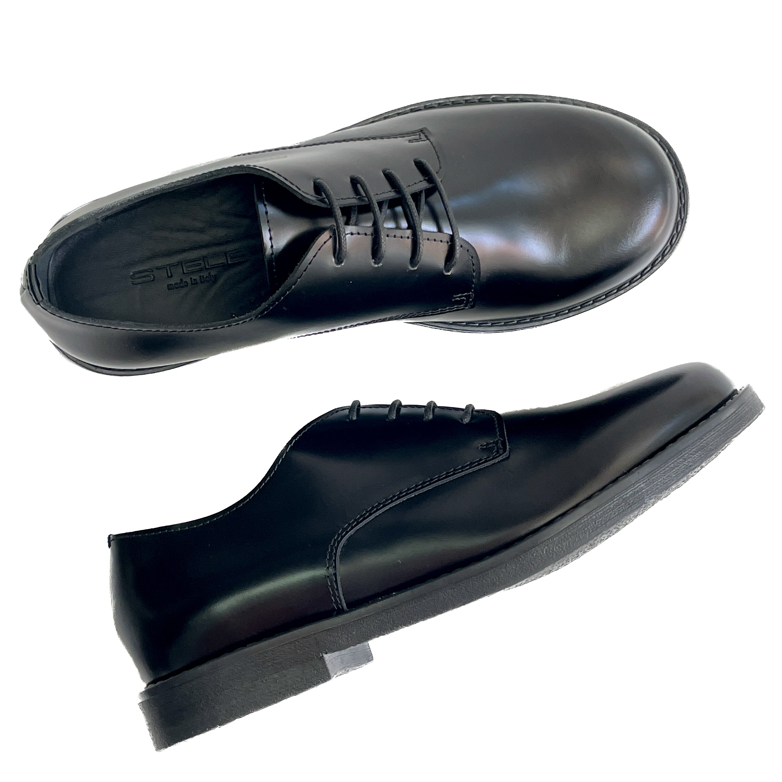 MARINWOOD-scarpa-derby-vista-laterale-punta-sopra-vitello-abrasivato-nero