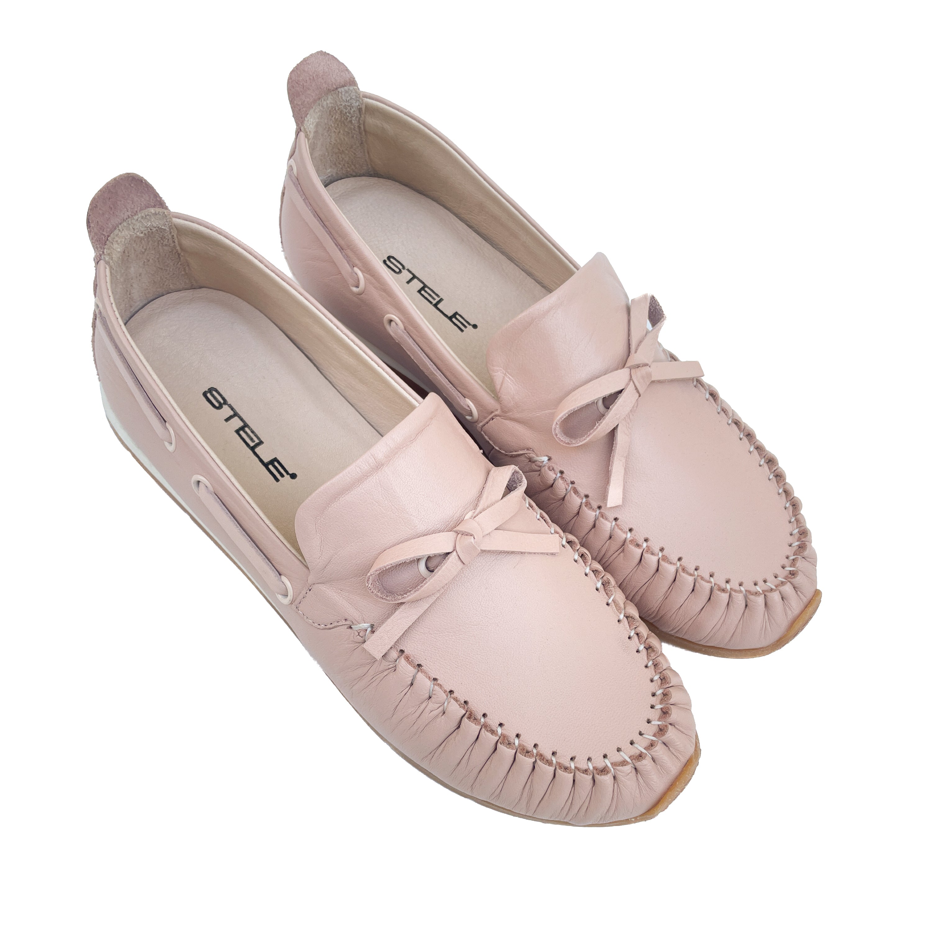 LOLITA-scarpe-da-barca-vista-sopra-completa-paio-nappa-cipria