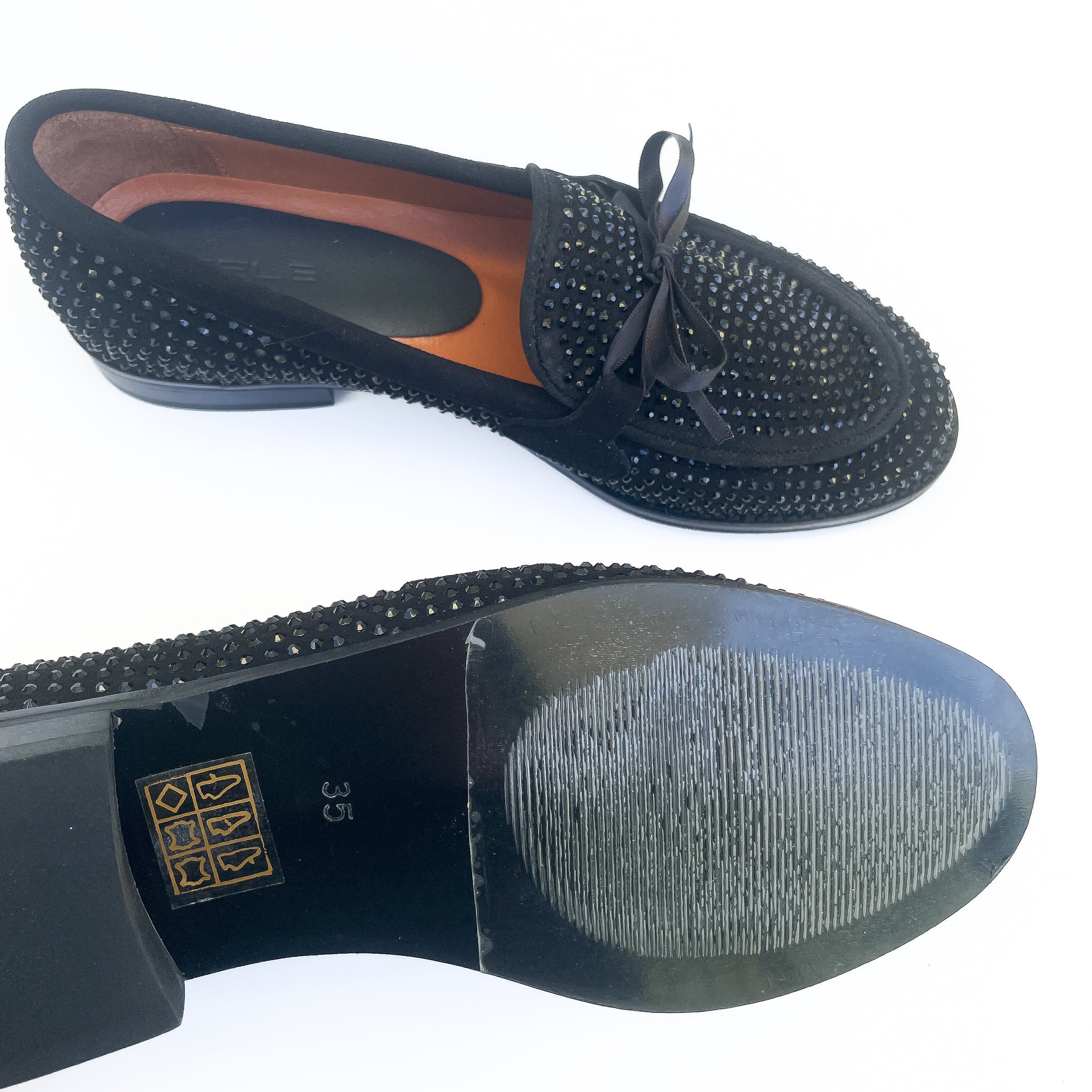 concordia-camoscio-Nero-Strass-neri-pelle-vista-sotto