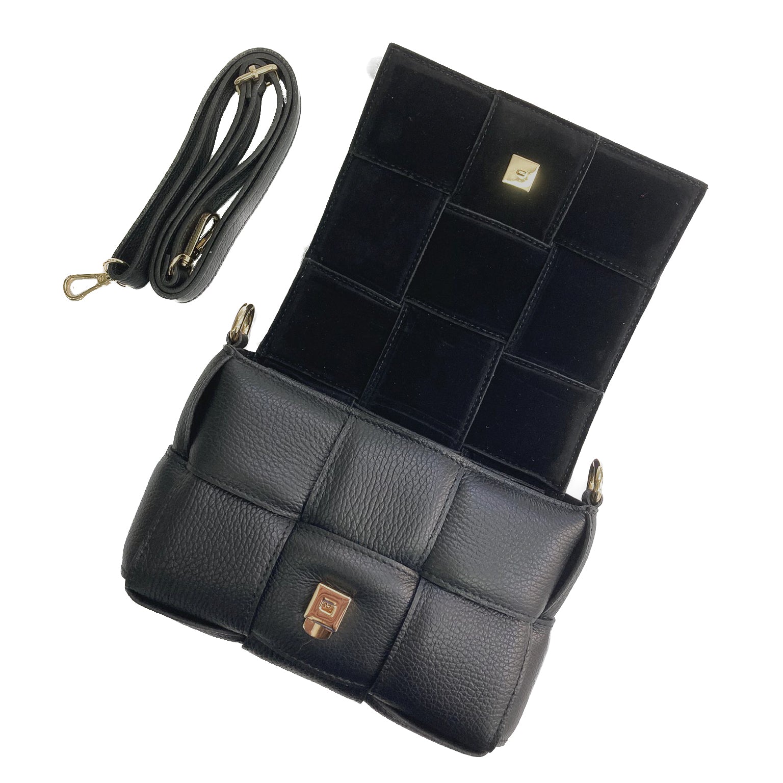 Astra-Bag-vitello-nero-vista-aperta-elegante-pratica