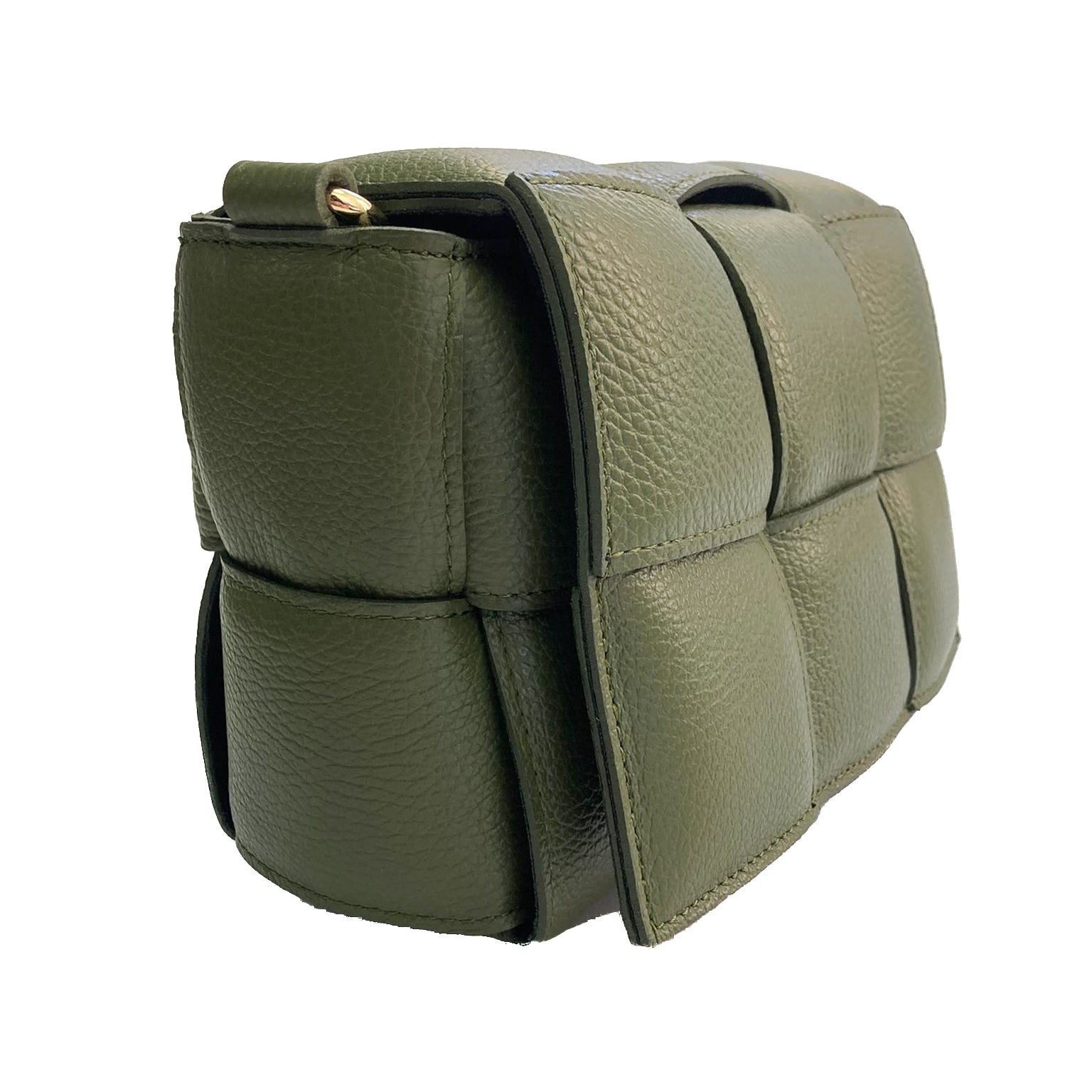 Astra-Bag-vitello-verde-militare-vista-di-lato-elegante-pratica