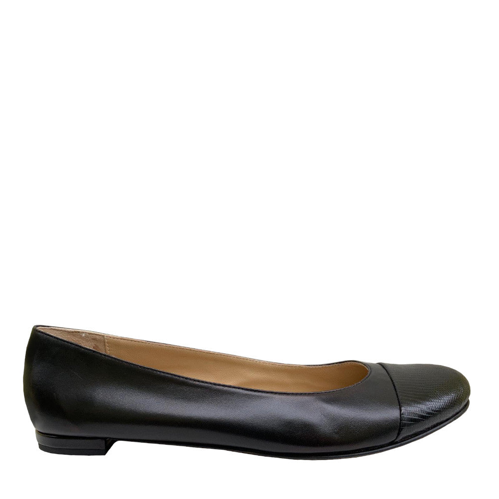 CELINE-ballerina-vista-laterale-singola-nappa-karung-nero