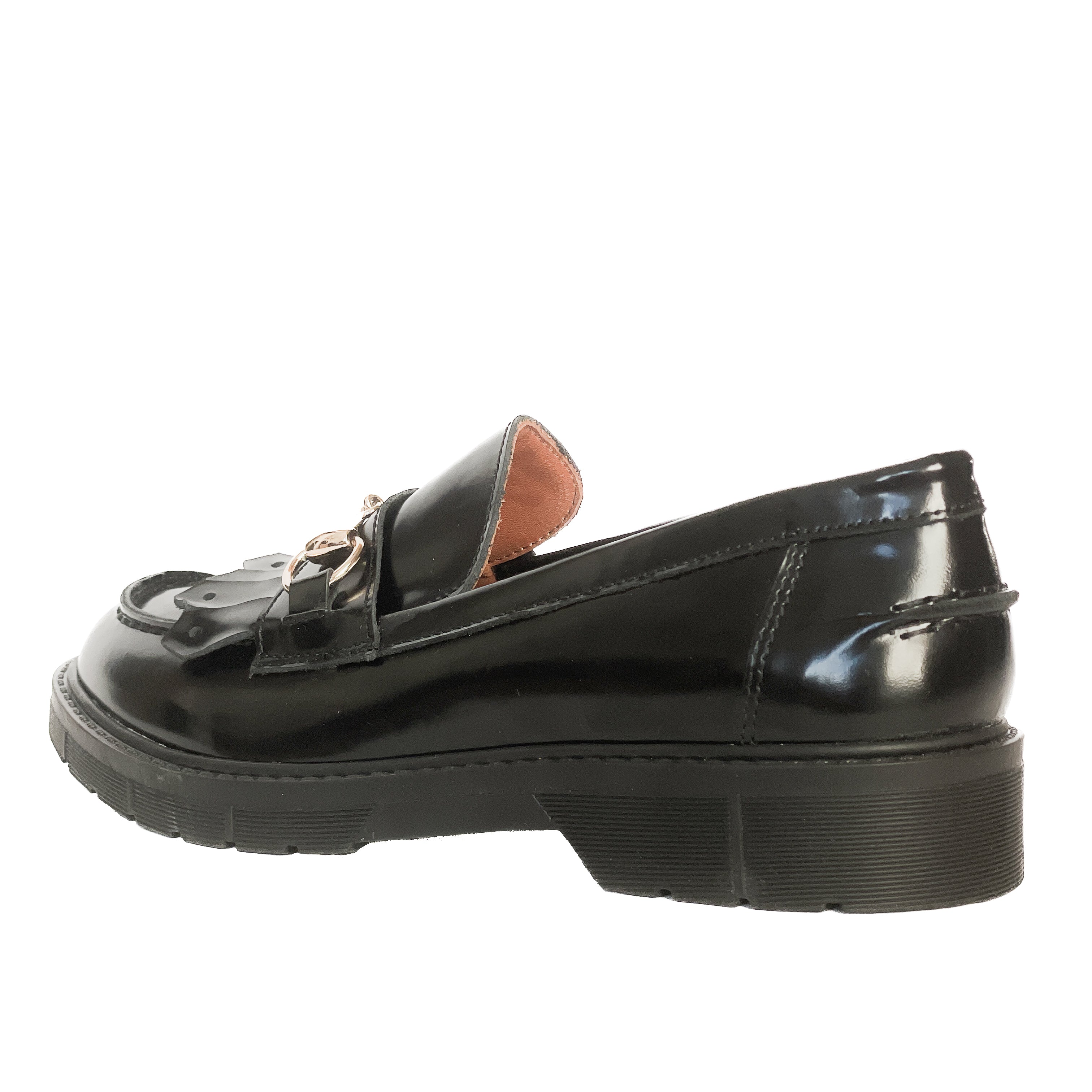 COLONIA-mocassini-vista-laterale-sinistra-abrasivato-nero-accessorio-oro