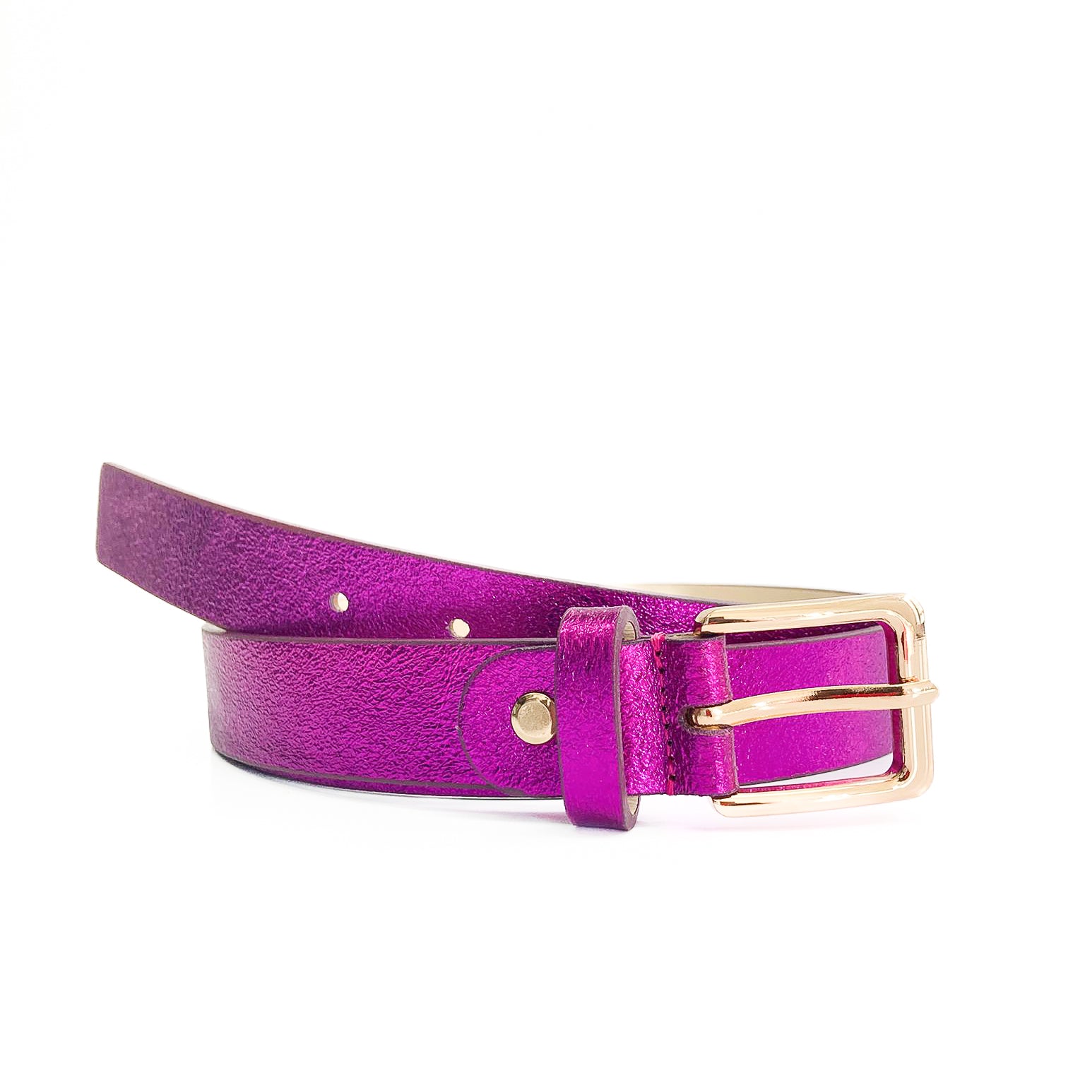 EMILIE-BELT-accessori-vista-frontale-vitello-laminato-fucsia