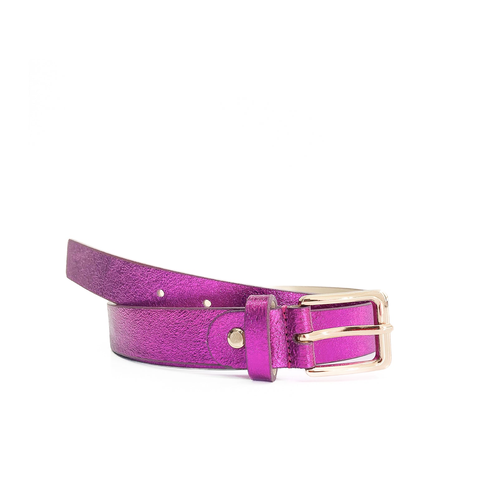 EMILIE-BELT-accessori-vista-frontale-vitello-laminato-fucsia