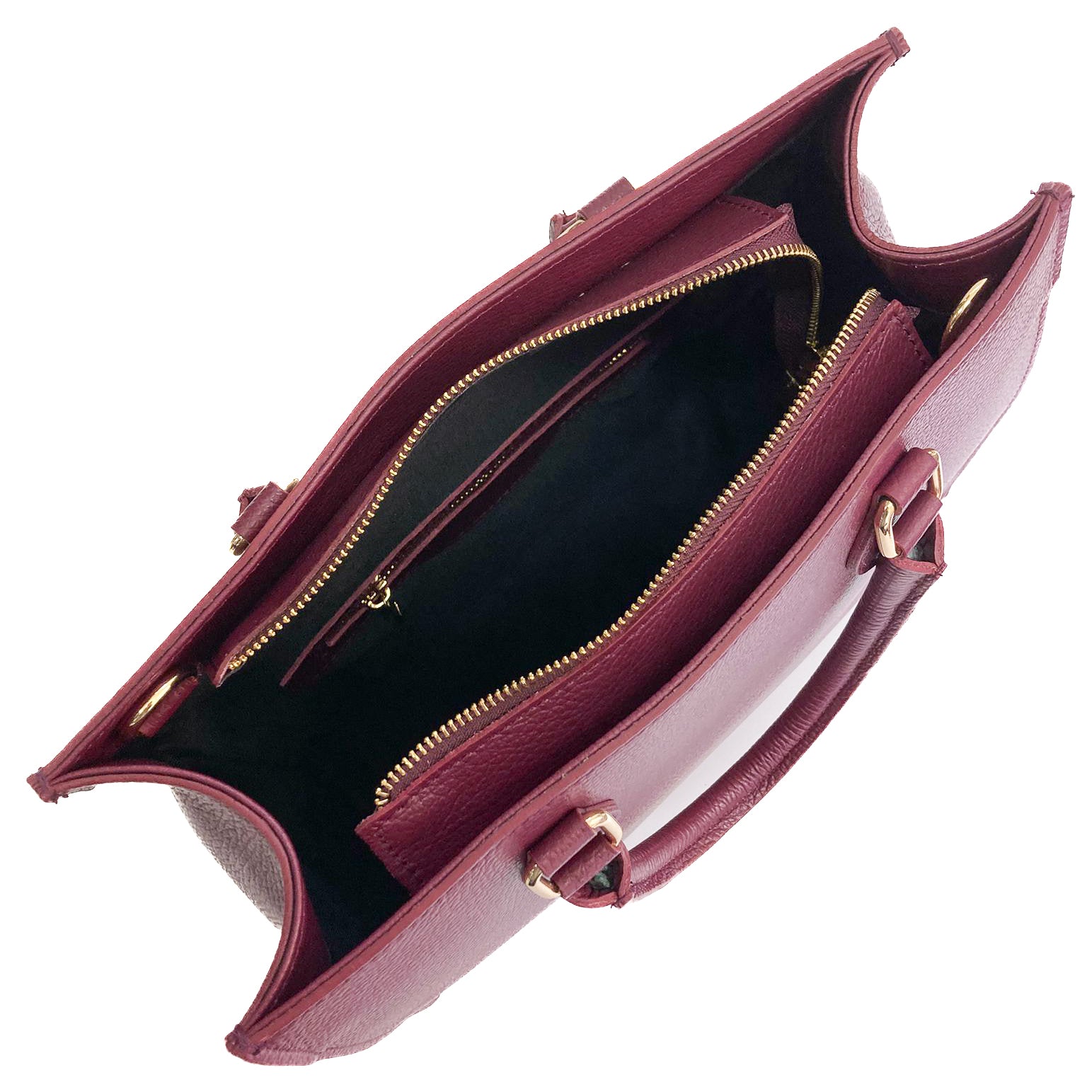 FRANCOFORTE-BAG-borse-vista-sopra-aperta-vitello-bordeaux