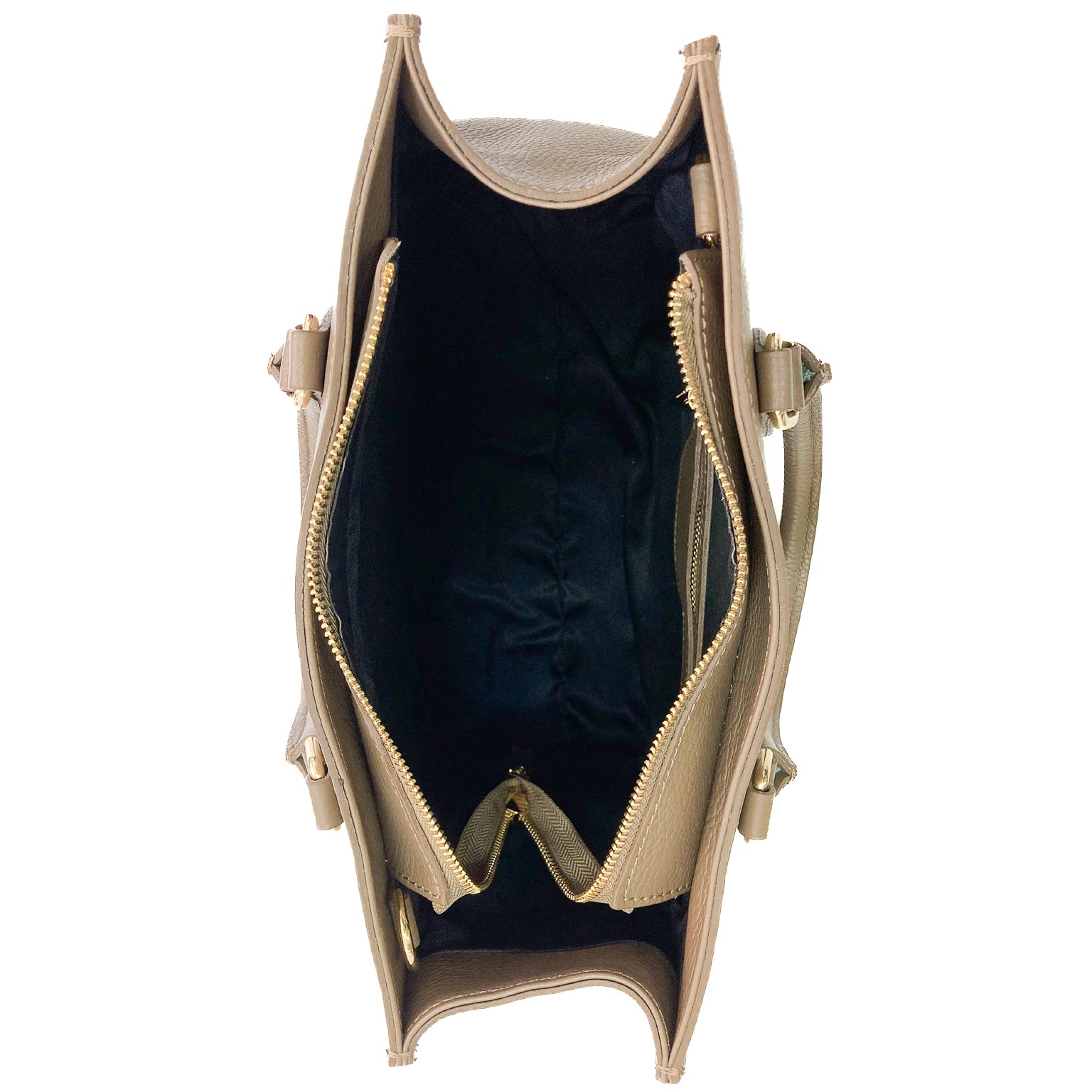 FRANCOFORTE-BAG-borse-vista-sopra-aperta-vitello-taupe