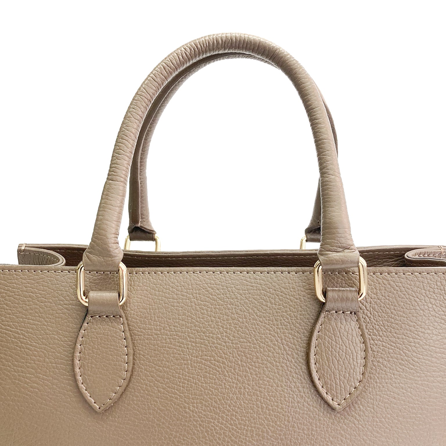 FRANCOFORTE-BAG-borse-vista-frontale-manici-vicino-vitello-taupe