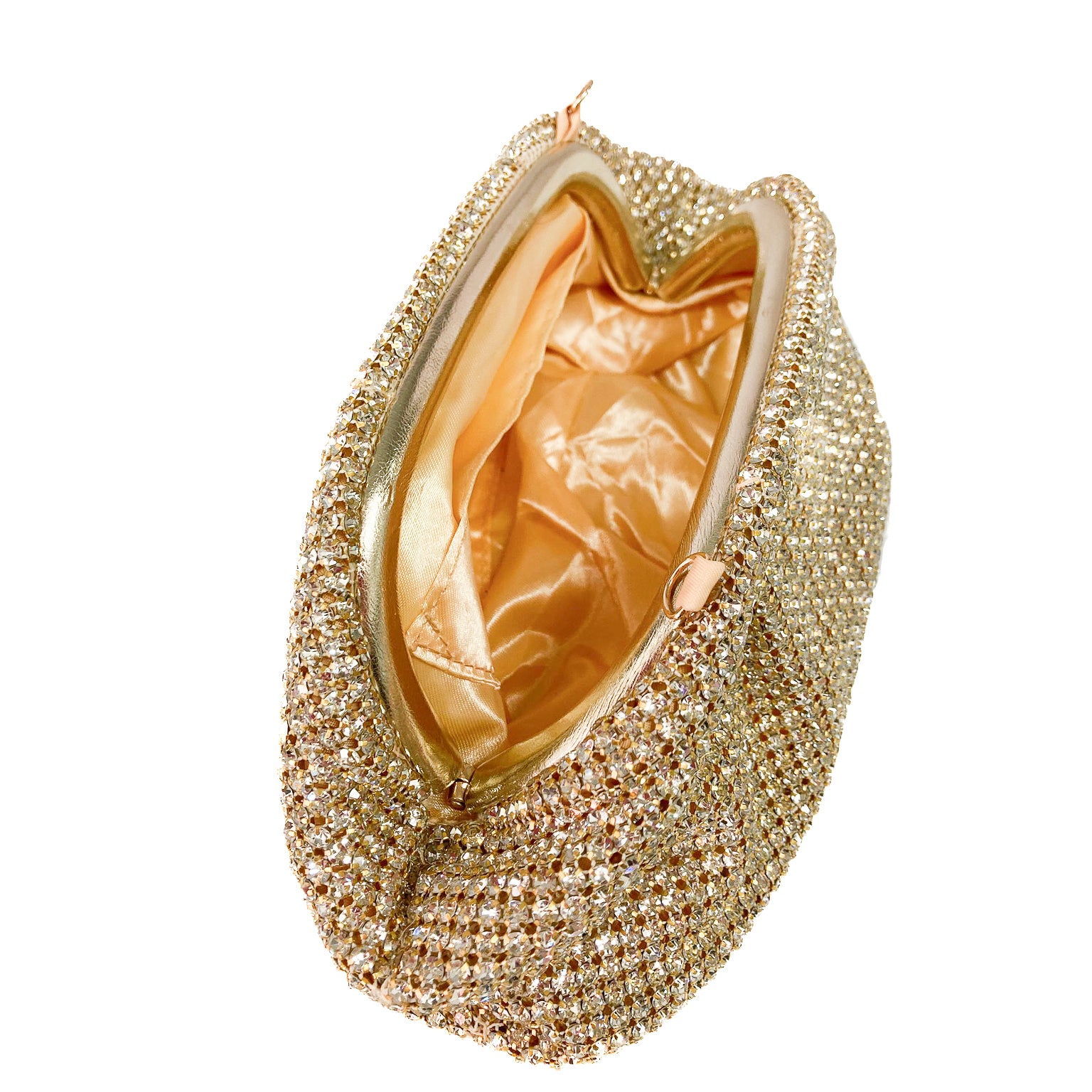 GORIZIA-BAG-borse-pochette-vista-aperta-tessuto-oro-strass-grandi-cristallo