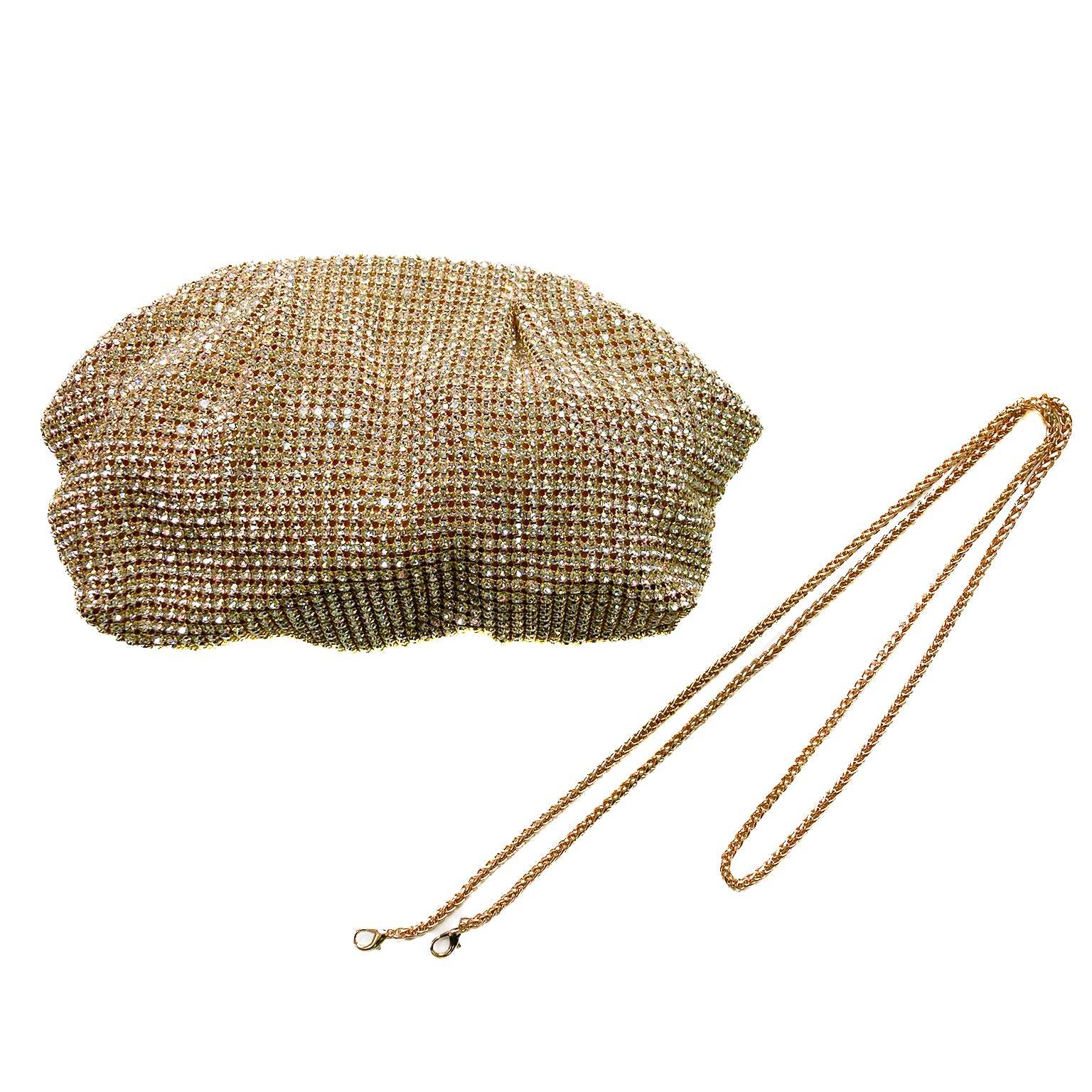 GORIZIA-BAG-borse-pochette-vista-frontale-tracolla-tessuto-oro-strass-grandi-cristallo