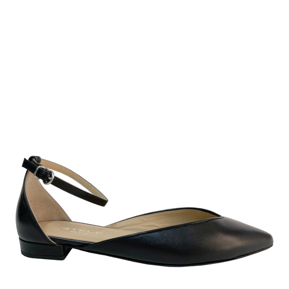 MARA-punta-tallone-ballerina-vista-laterale-nappa-nera