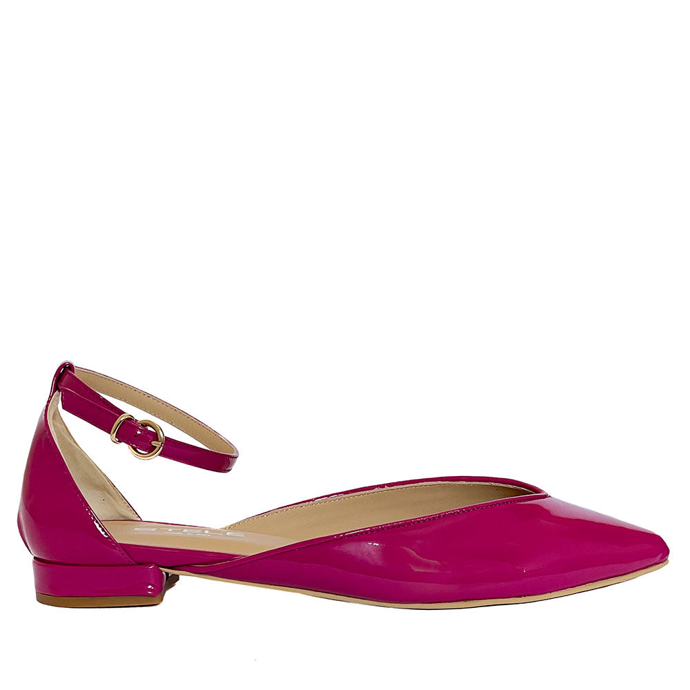 MARA-punta-tallone-ballerina-vista-laterale-vernice-ciclamino