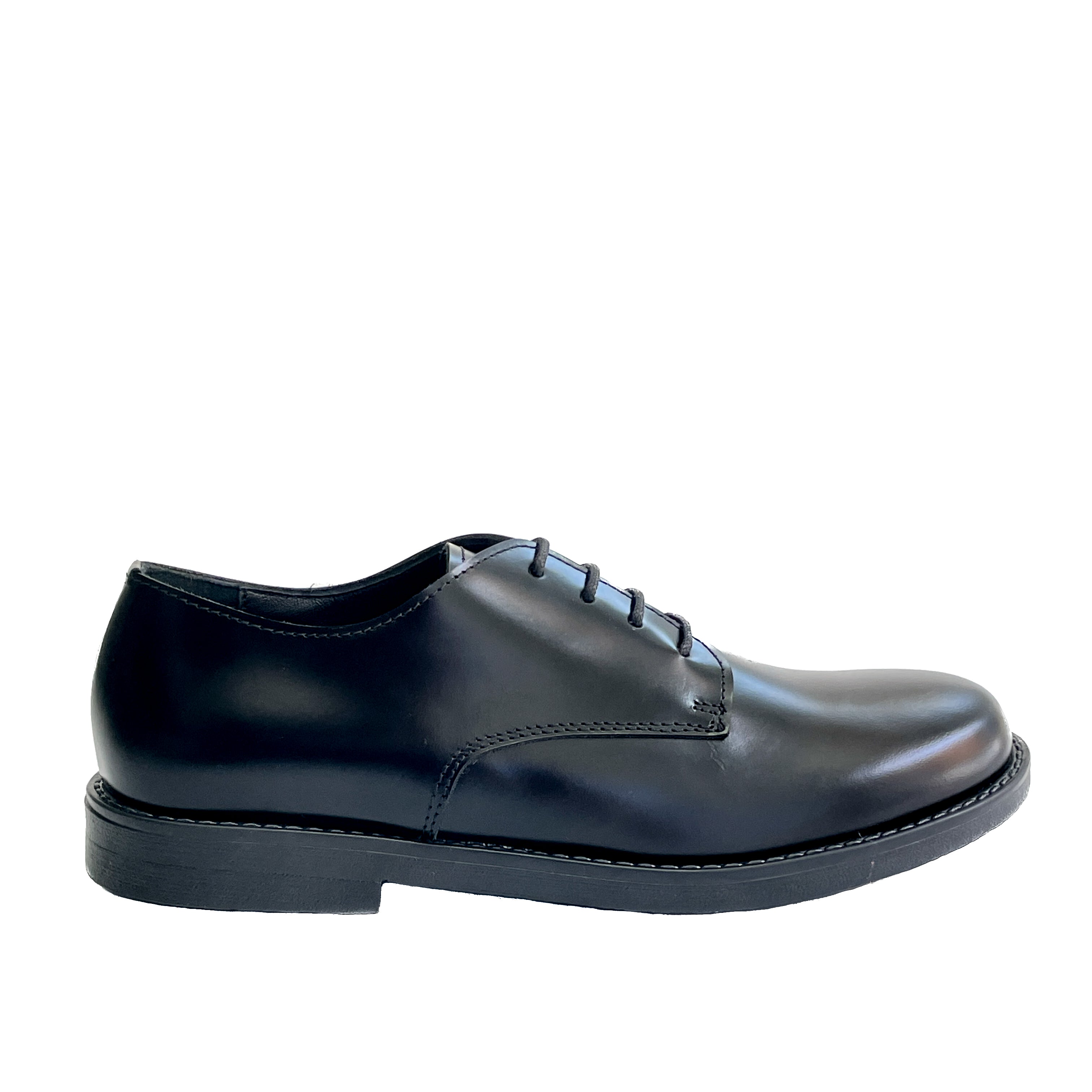 MARINWOOD-scarpa-derby-vista-laterale-singola-singola-vitello-abrasivato-nero