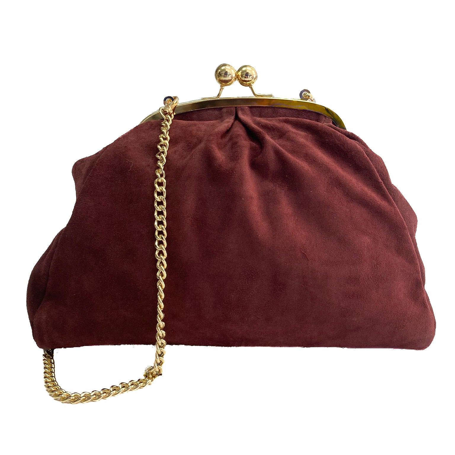 marsiglia-bag-camoscio-bordeaux-vista-frontale-con catena-chiusura-clik-clak