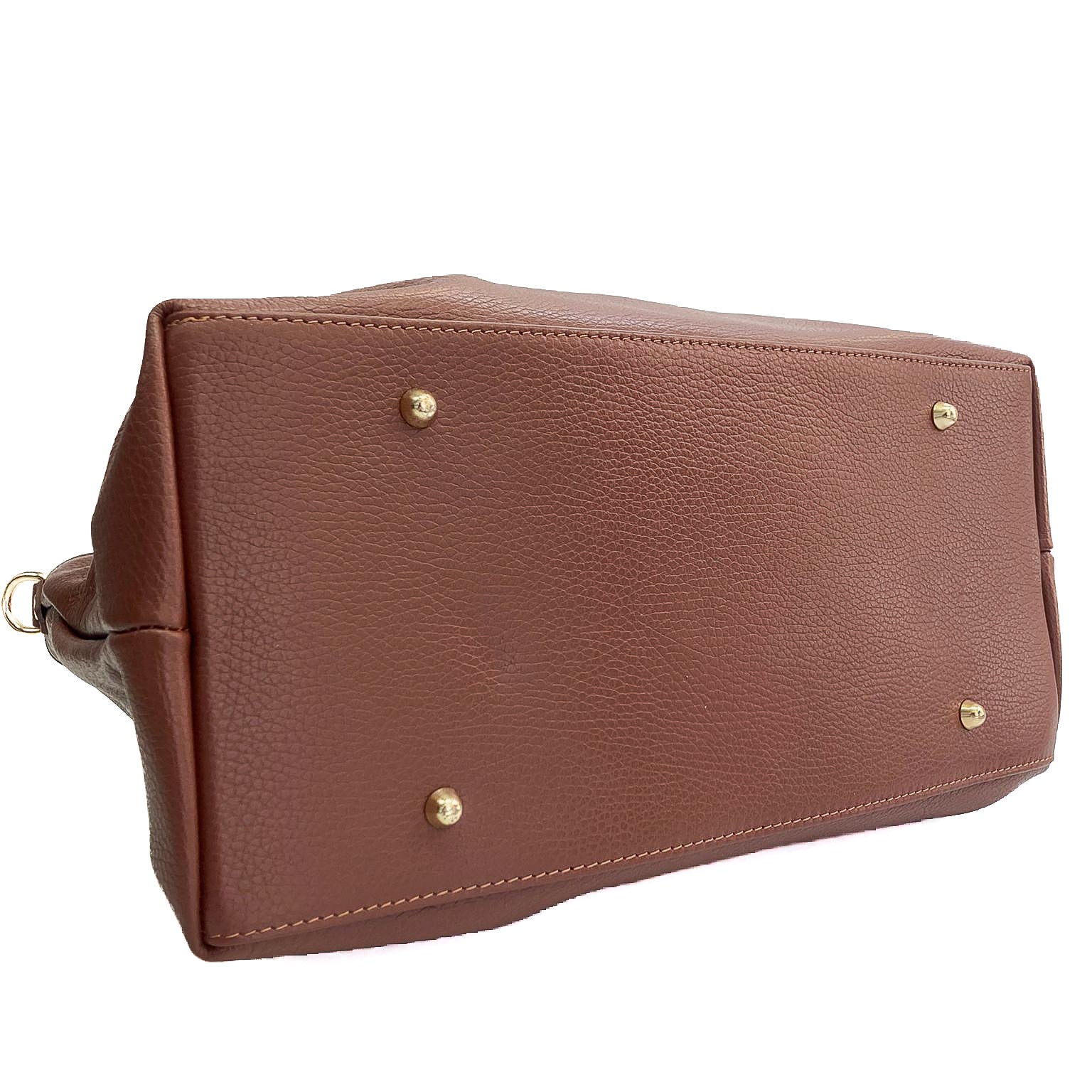 Maya-Bag-vitello-marrone-da-sotto-pelle-con-due-tasconi-e-zip