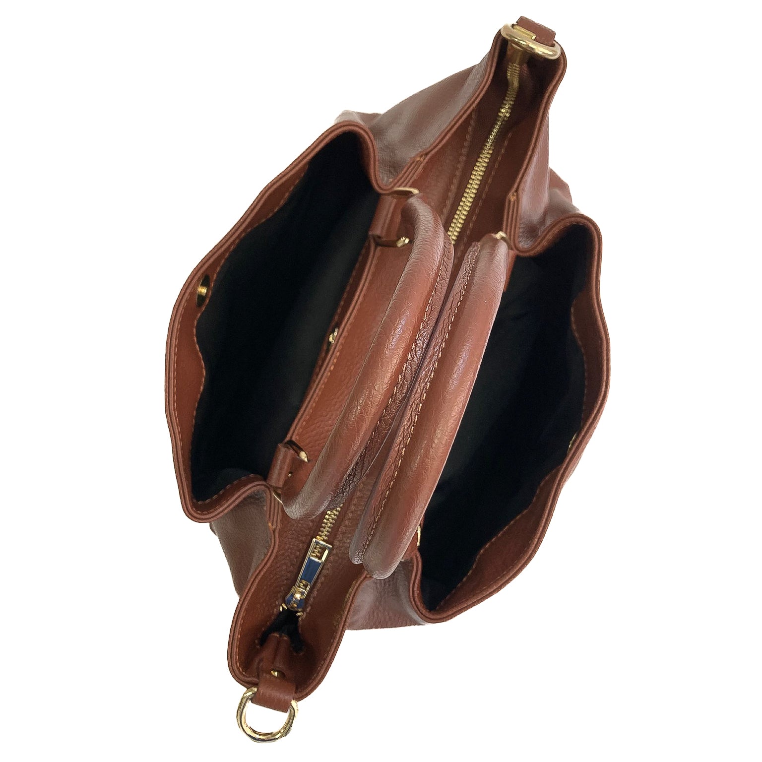 Maya-Bag-vitello-marrone-da-sopra-tasconi-aperti-pelle-con-due-tasconi-e-zip