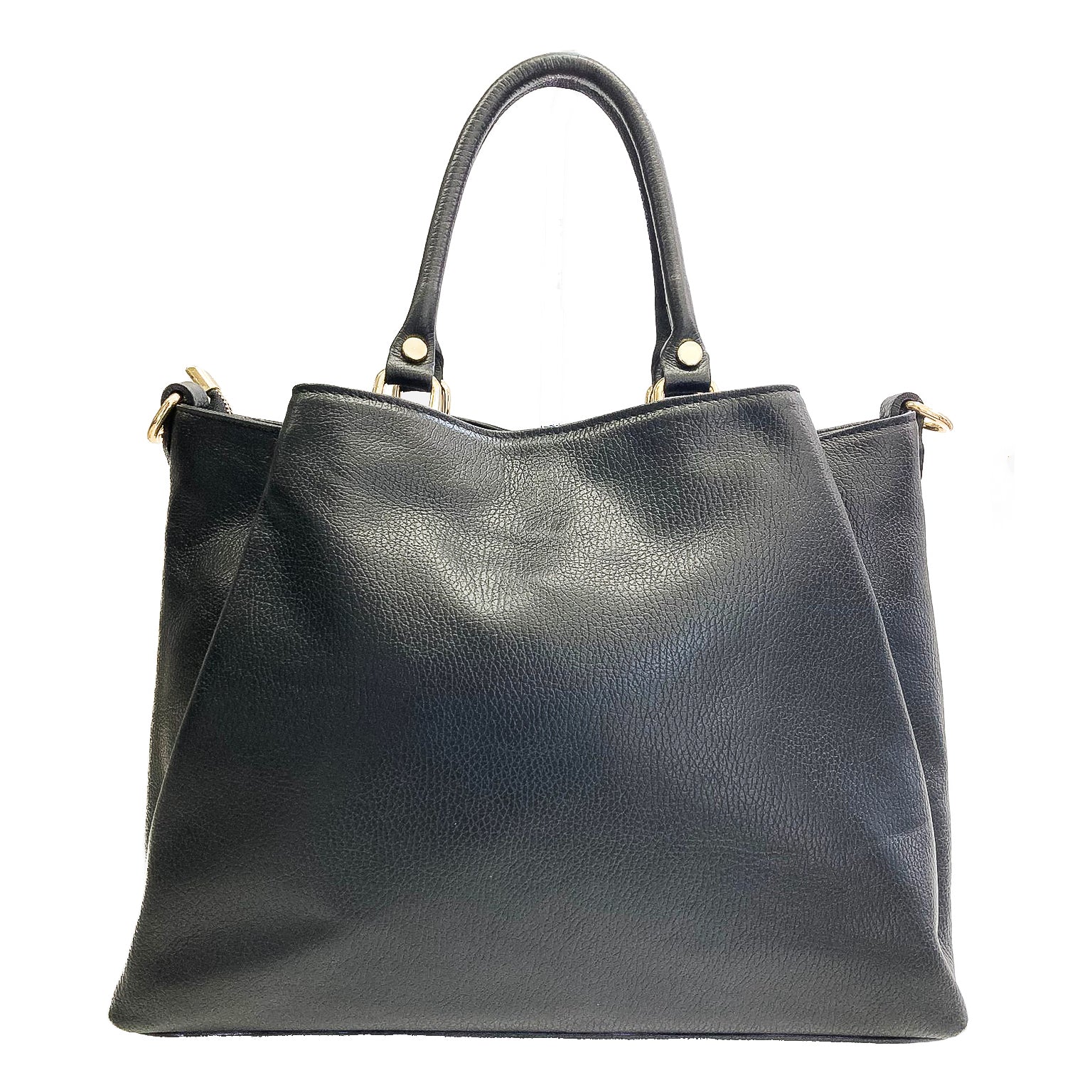 Maya-Bag-vitello-nero-frontale-pelle-con-due-tasconi-e-zip