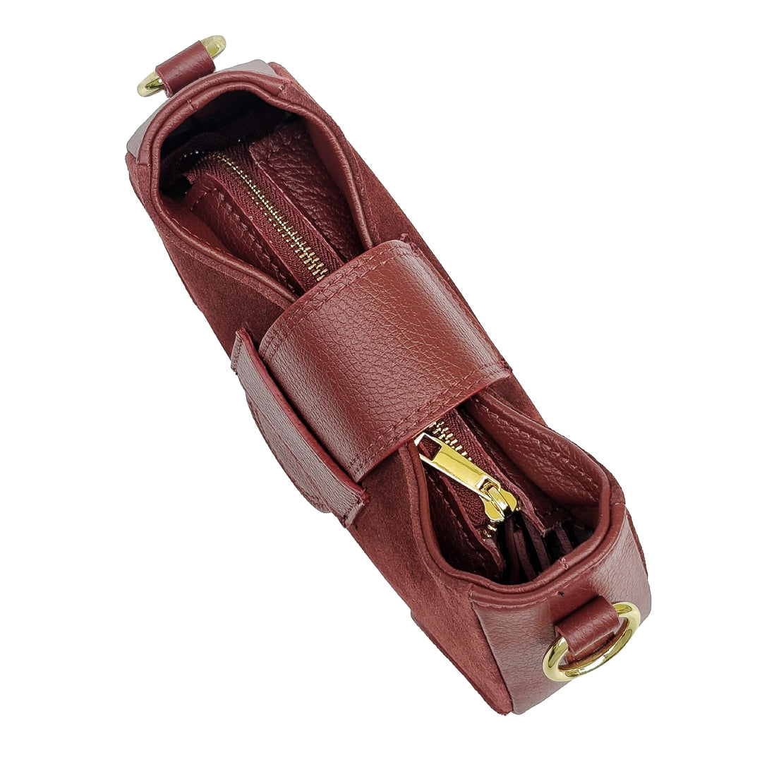 Nola Bag Camoscio E Vitello Bordeaux