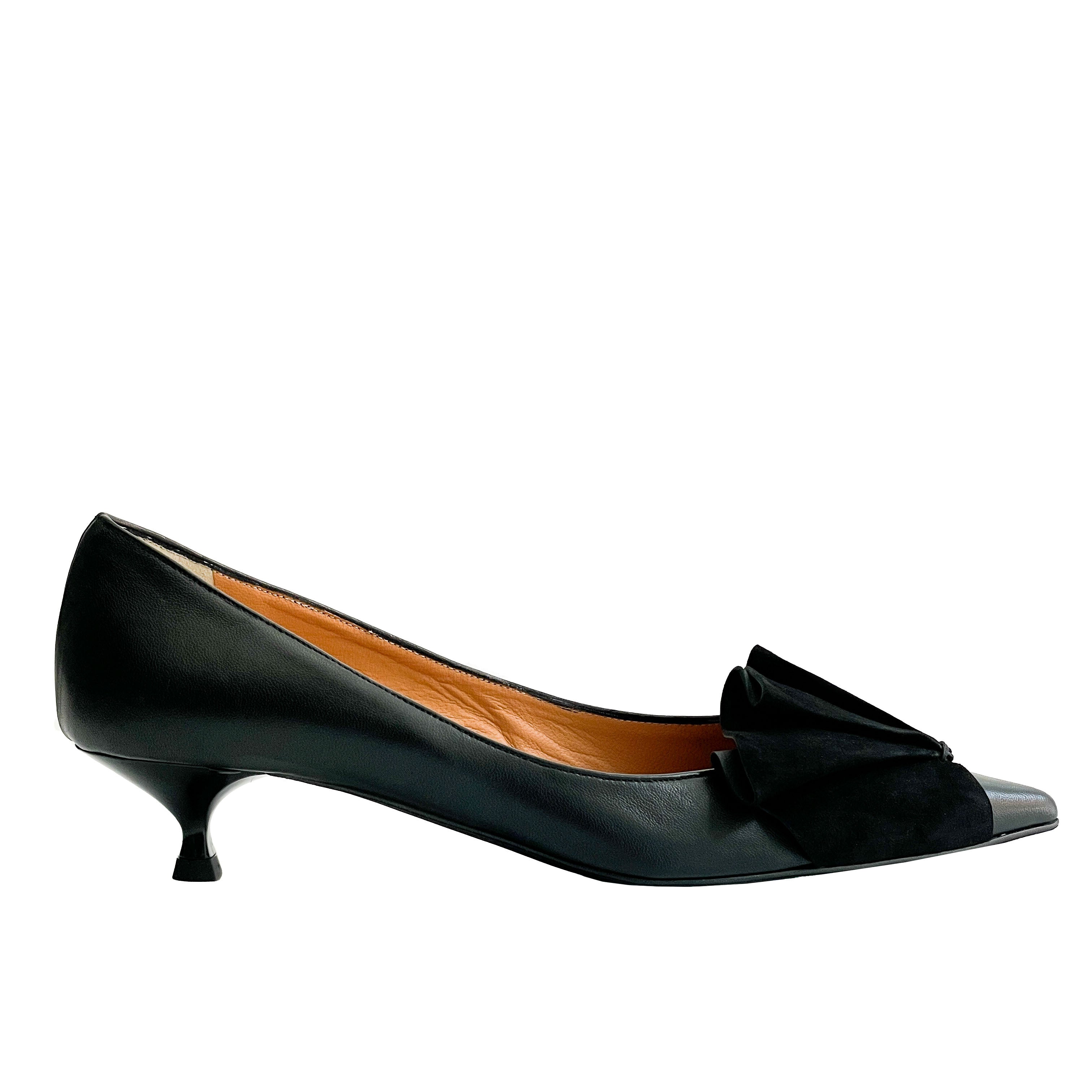 NOVATO-decollete-vista-laterale-nappa-nera-camoscio-nero