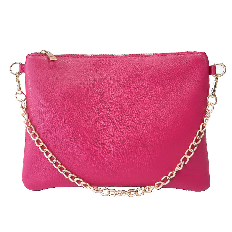 OLIVIA-BAG-borse-pochette-vista frontale-catena-vitello-fucsia
