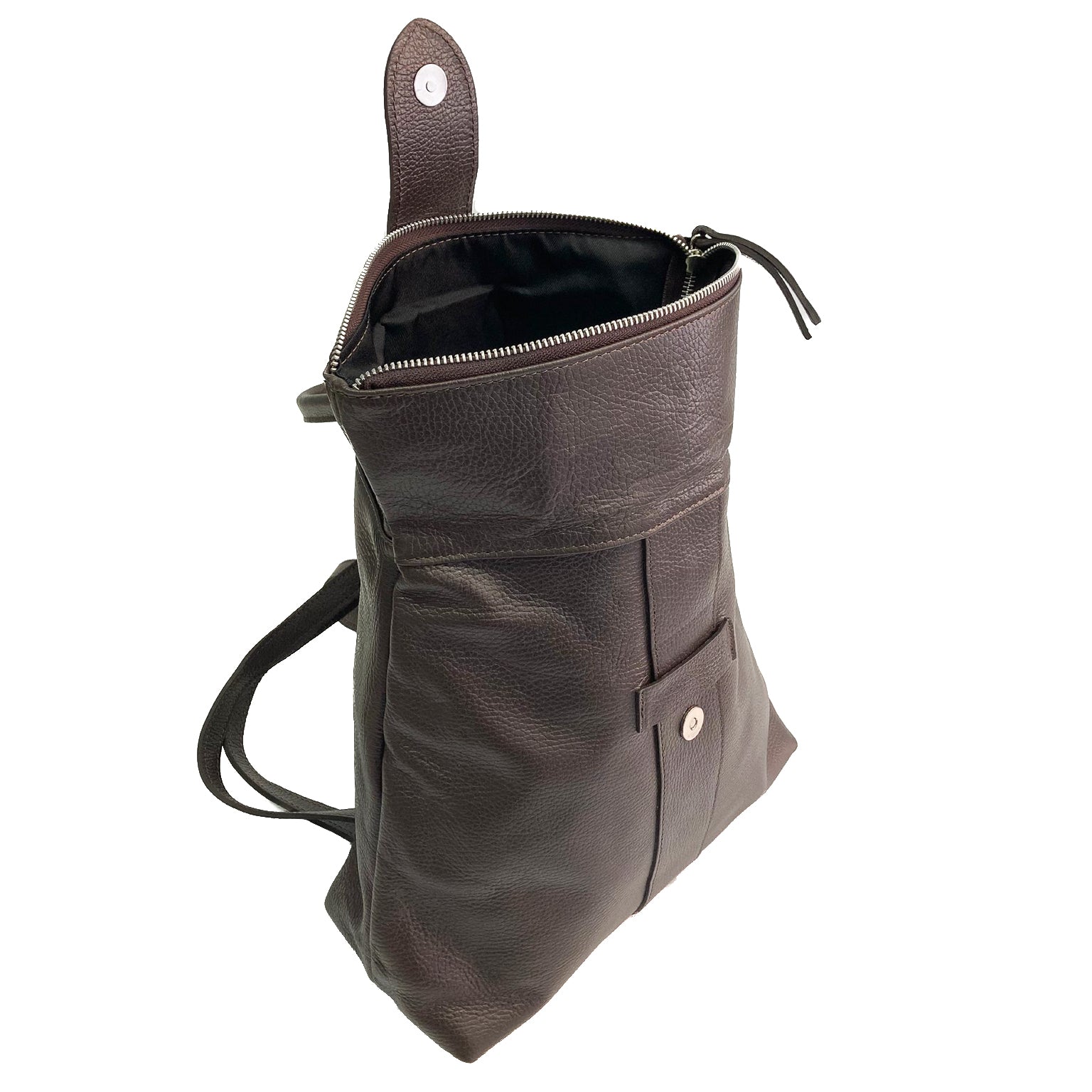 STOCCARDA-BAG-borse-zaino-vista-laterale-aperto-vitello-testa-di-moro