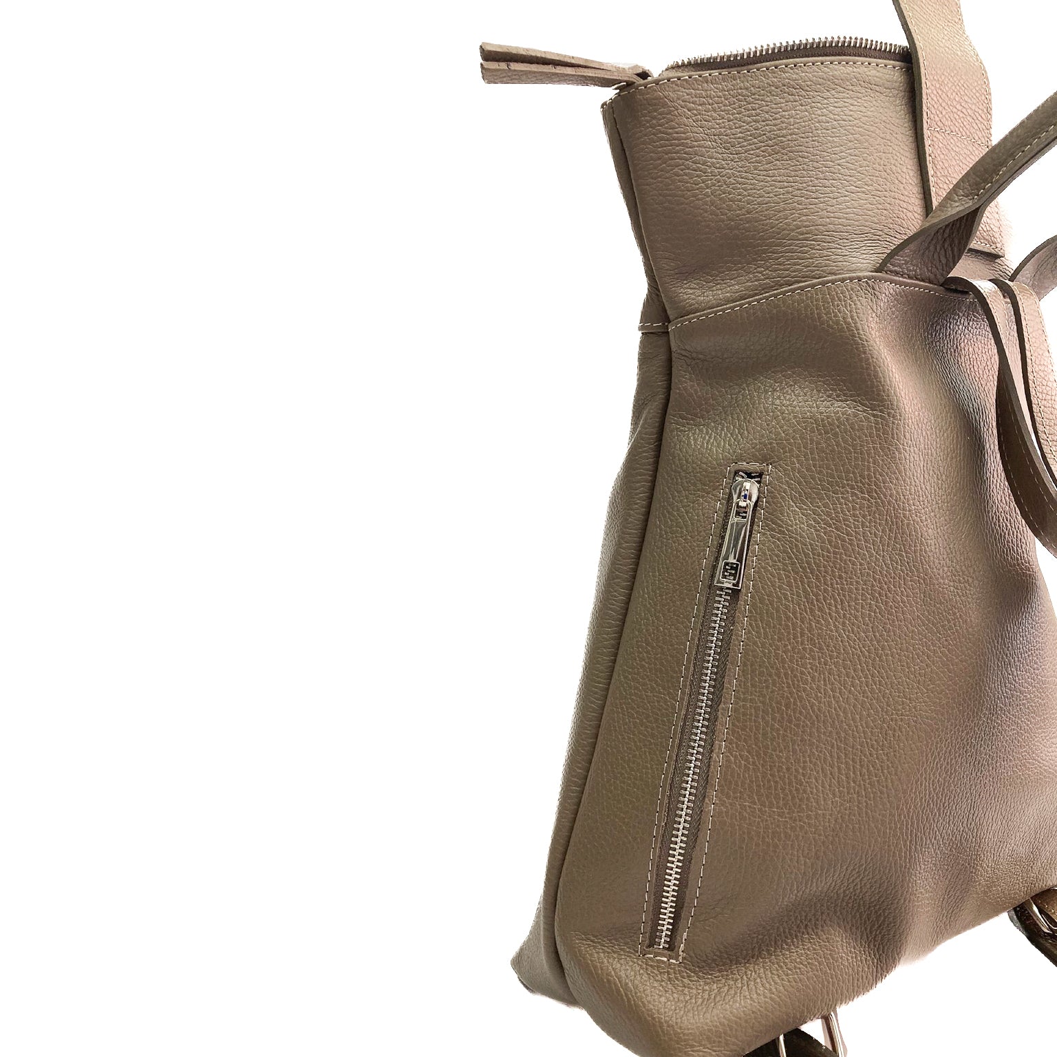STOCCARDA-BAG- borsa-zaino-vista-zip-posteriore-vitello-taupe